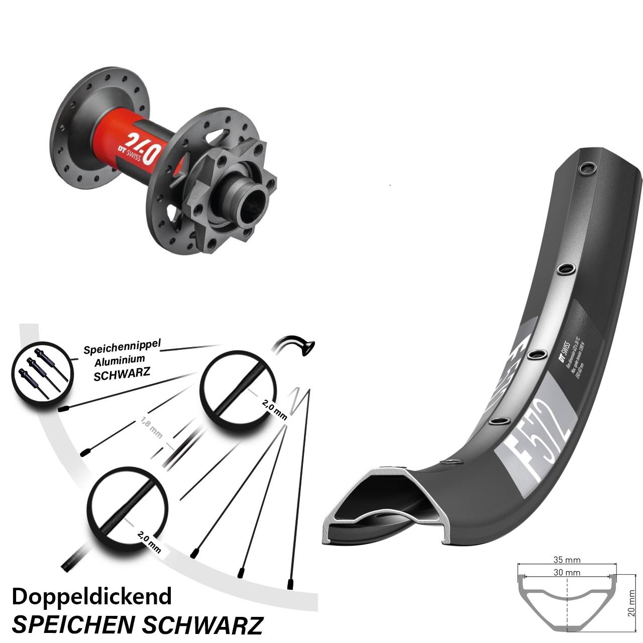 Vorderrad 6-Loch 650B DT Swiss F572-240 15x110 Boost