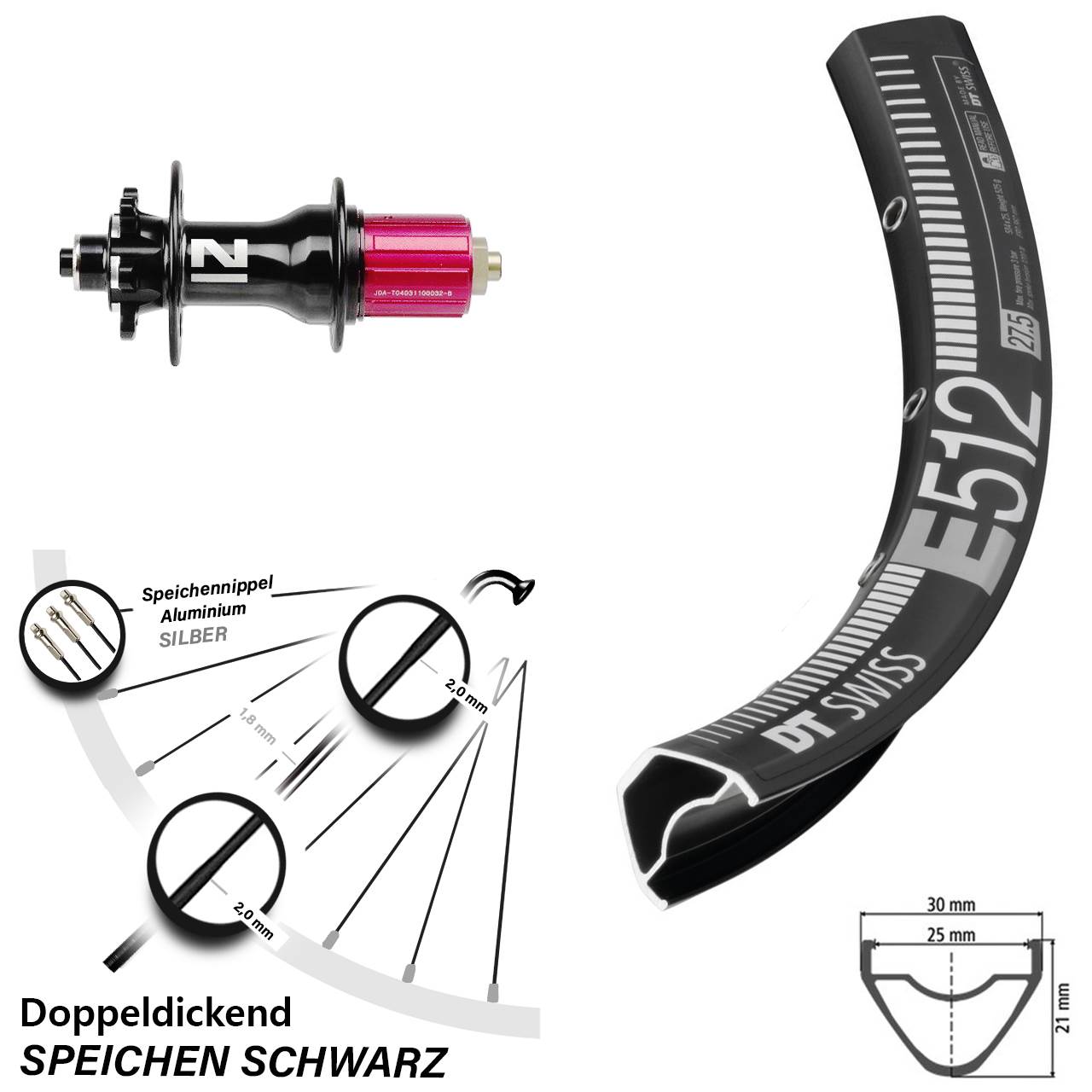DT Swiss E 512 Novatec Superlight 29 Zoll Disc Hinterrad für Schnellspanner 8-12 fach HG