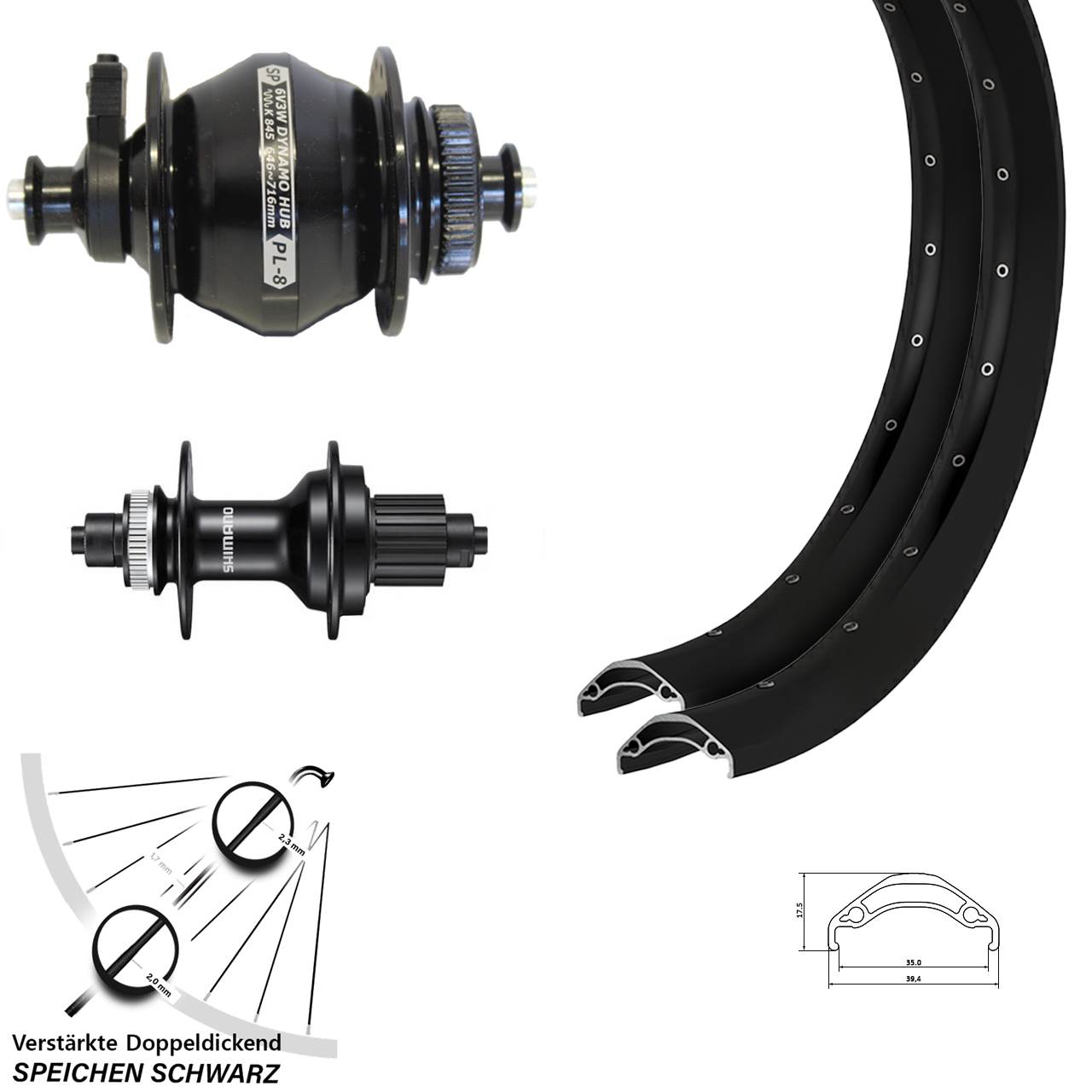 Laufrad-Satz 29 Zoll Ryde Disc 35 Shimano FH-MT500 Shutter Precision PL-8 Micro Spline QR