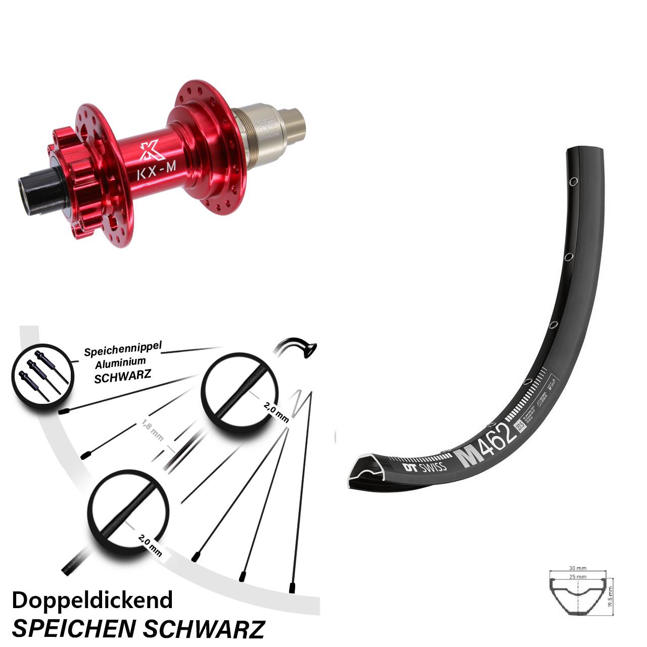 Hinterrad 27,5 Zoll DT Swiss M 462 KX-M XD 12x142