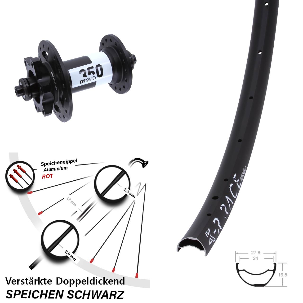Disc Vorderrad QR KX-R Race DT Swiss 350