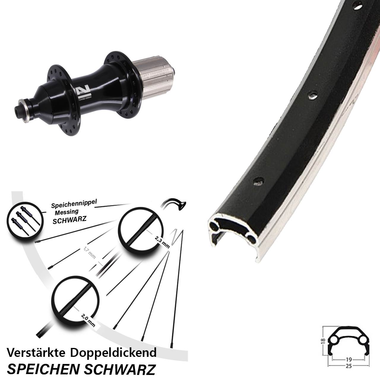Hinterrad für Schnellspanner 20 Zoll Schürmann YAK 19 Novatec F162 Heavy Duty 8-12 fach