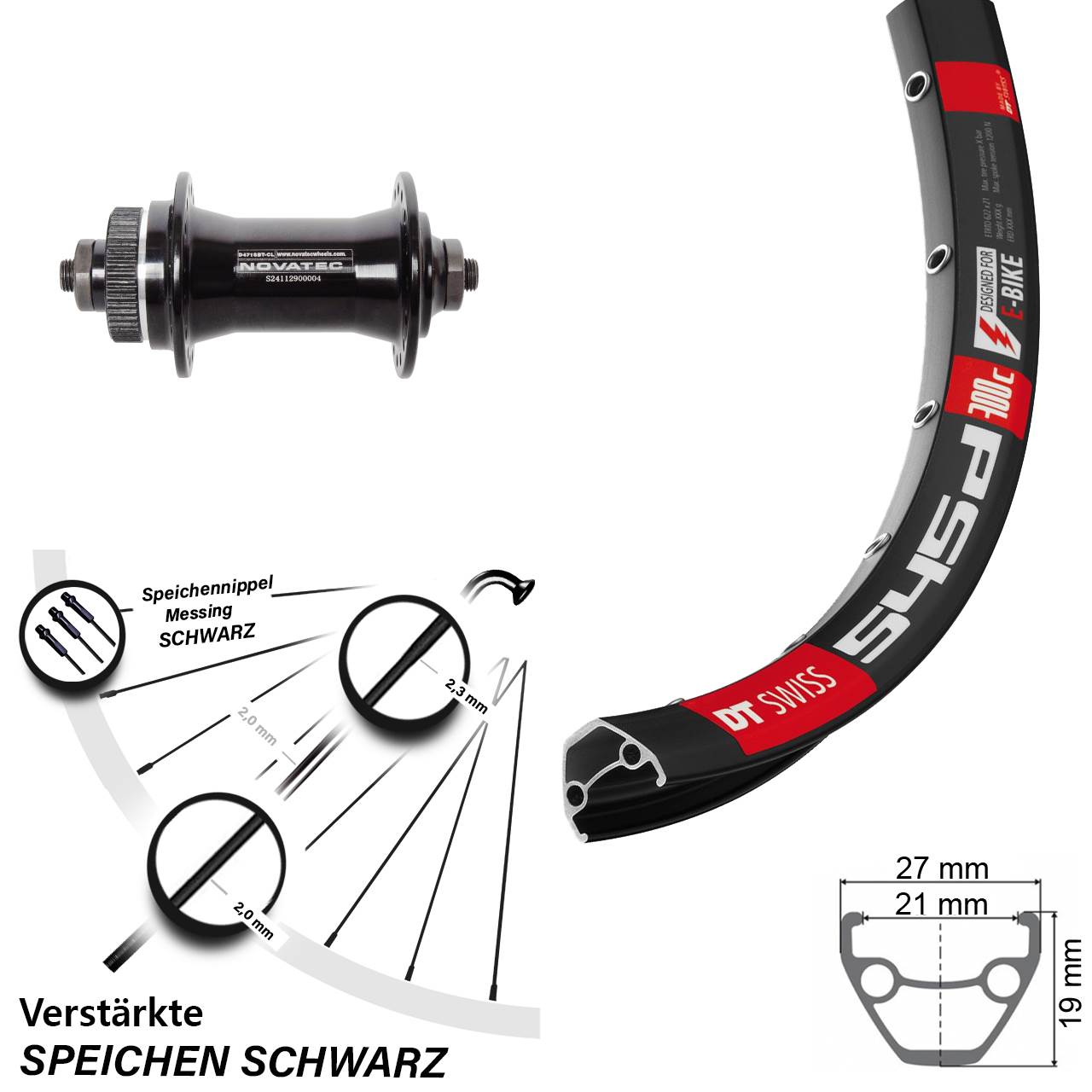 DT Swiss 545 Novatec D471 26 Zoll Vorderrad Centerlock für Schnellspanner