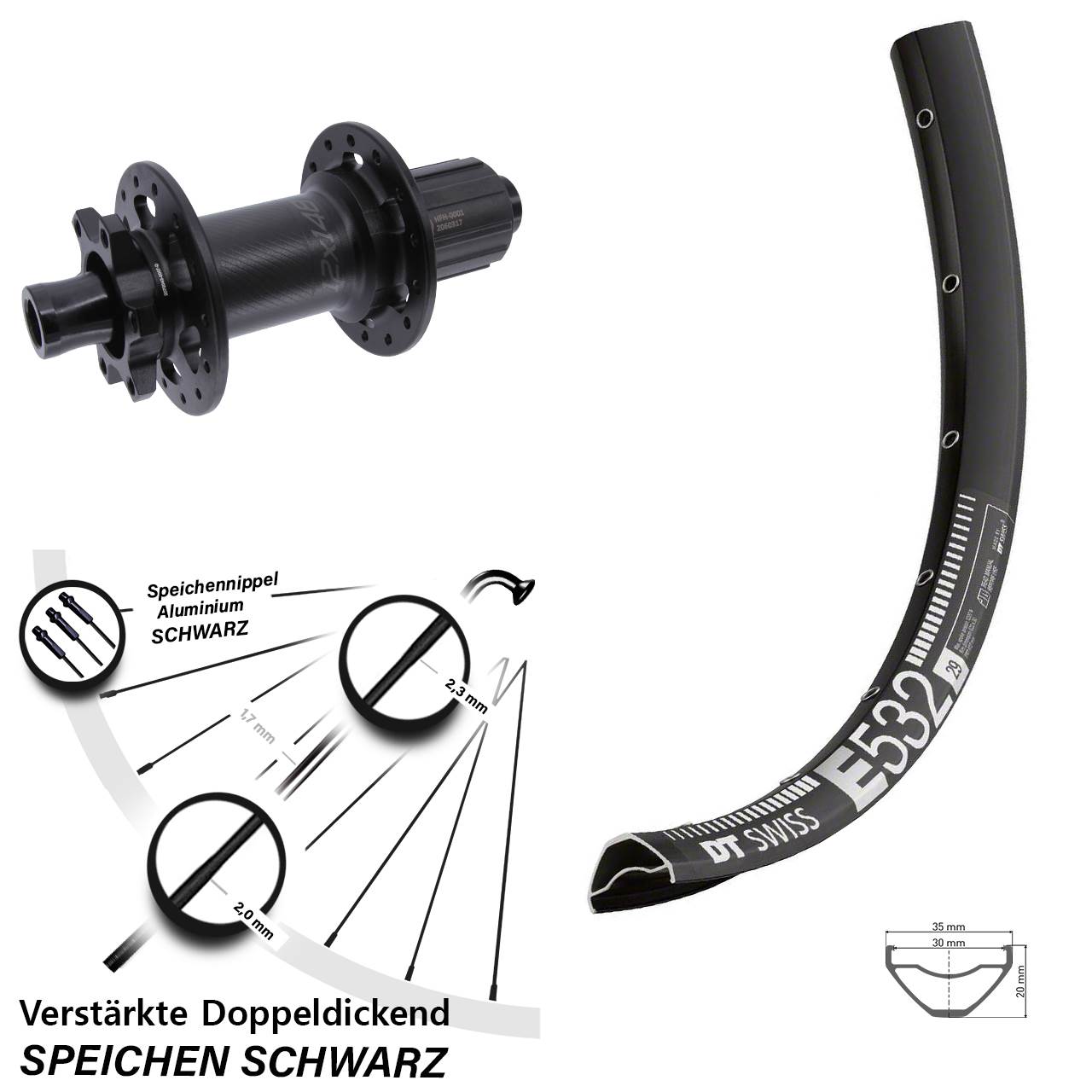 Disc Hinterrad 29 Zoll DT Swiss E532 Bear Pawls 8-11 fach 12x148 Boost