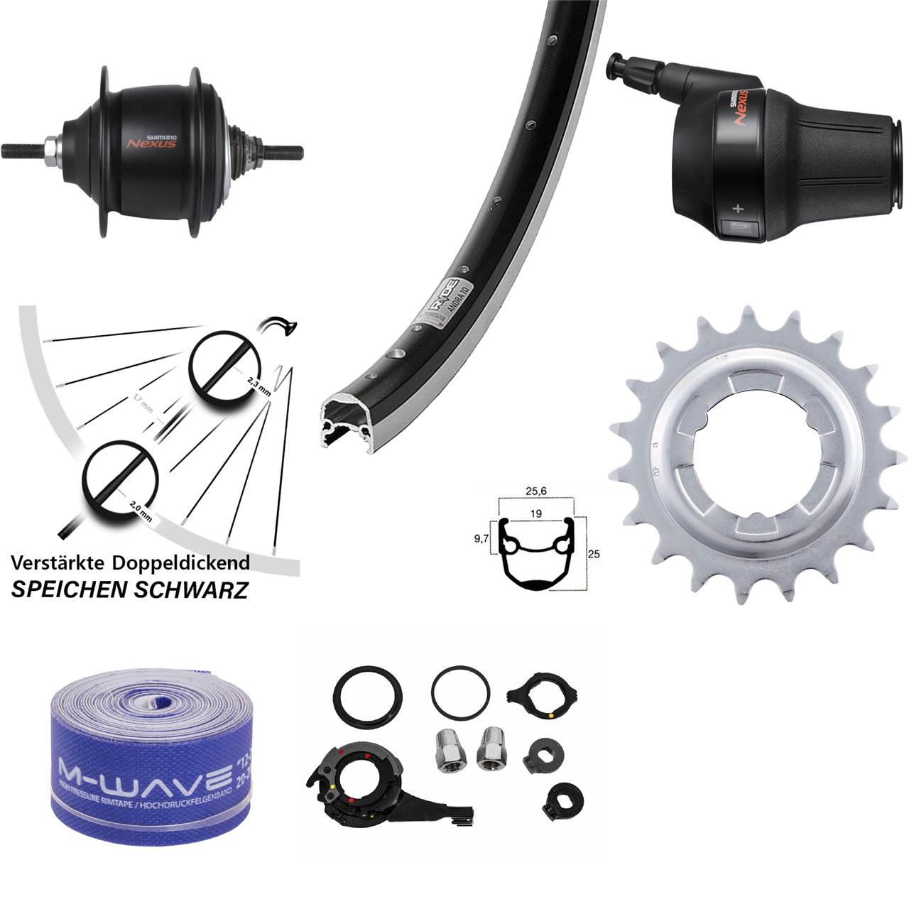 Hinterrad 20 Zoll Ryde Andra 10 Shimano Nexus 8 Gang Premium