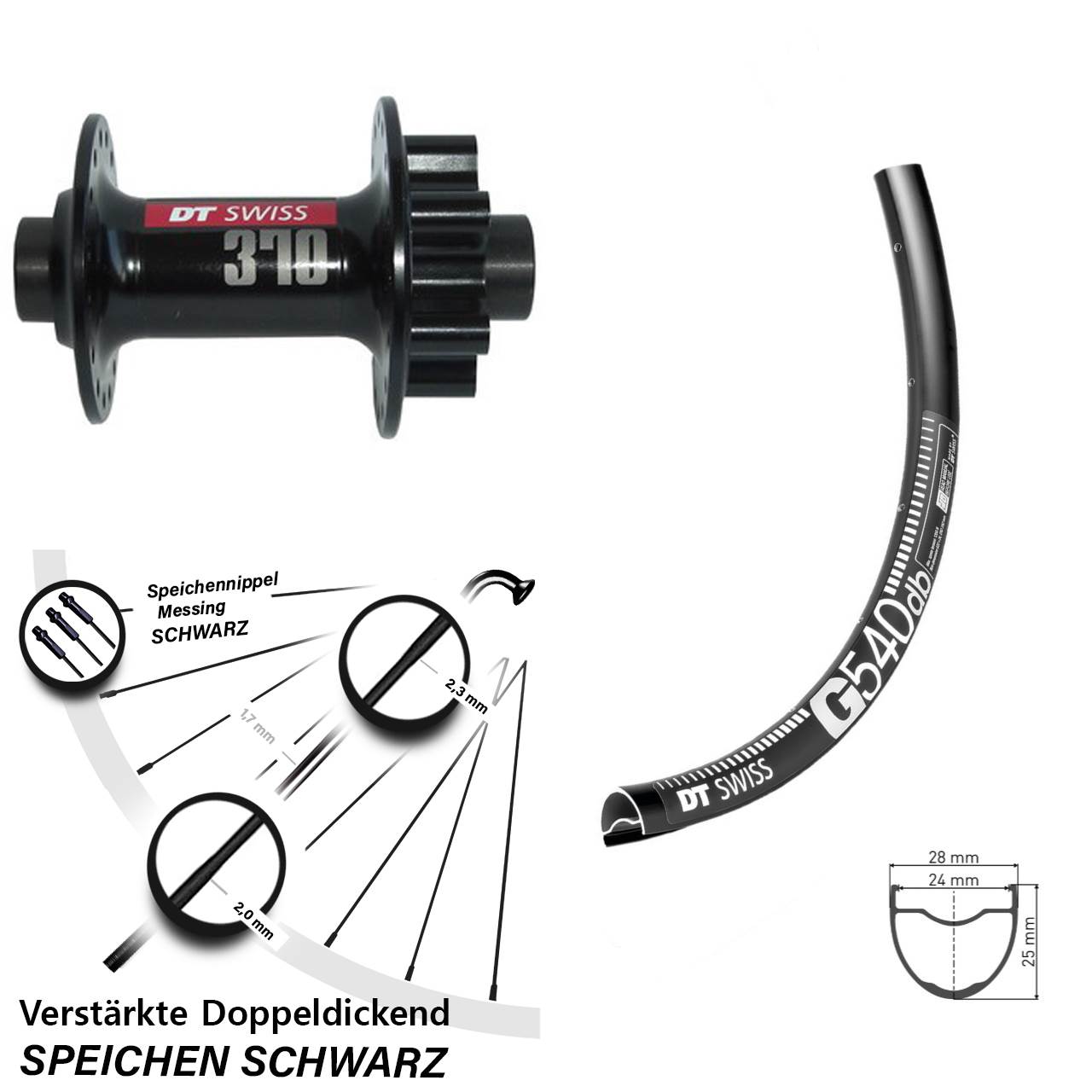Vorderrad 6-Loch 28-29 Zoll G 540 DT Swiss 370 12x100
