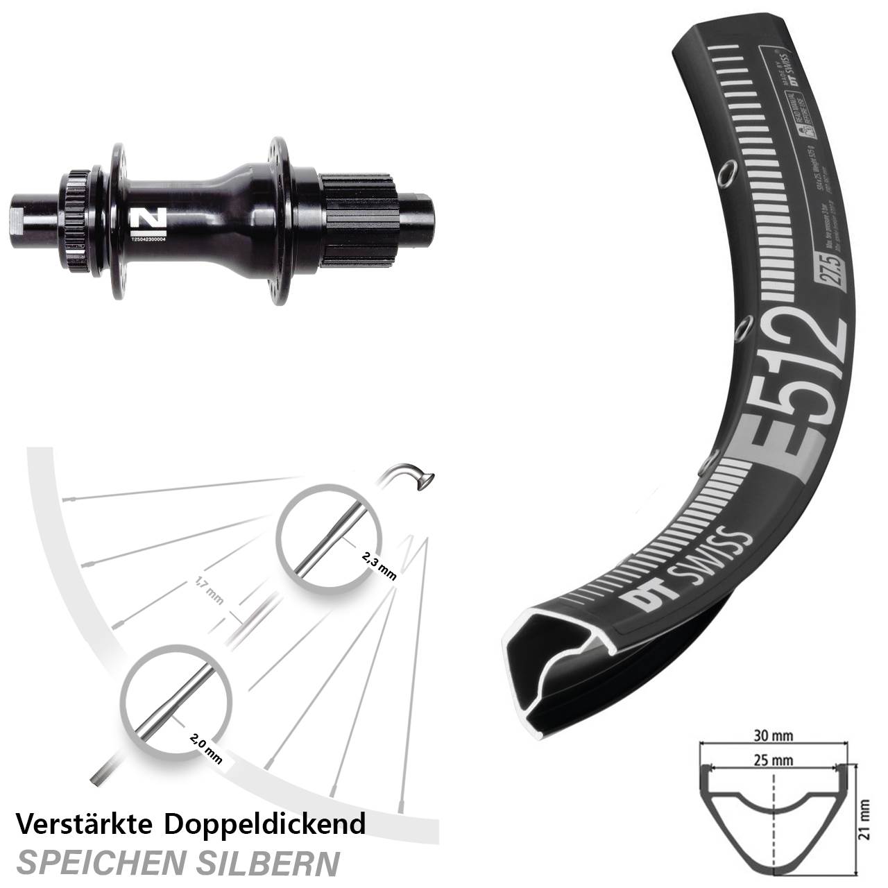 Centerlock Hinterrad 12x142 29 Zoll DT Swiss E512 Novatec D792SB Shimano Micro Spline