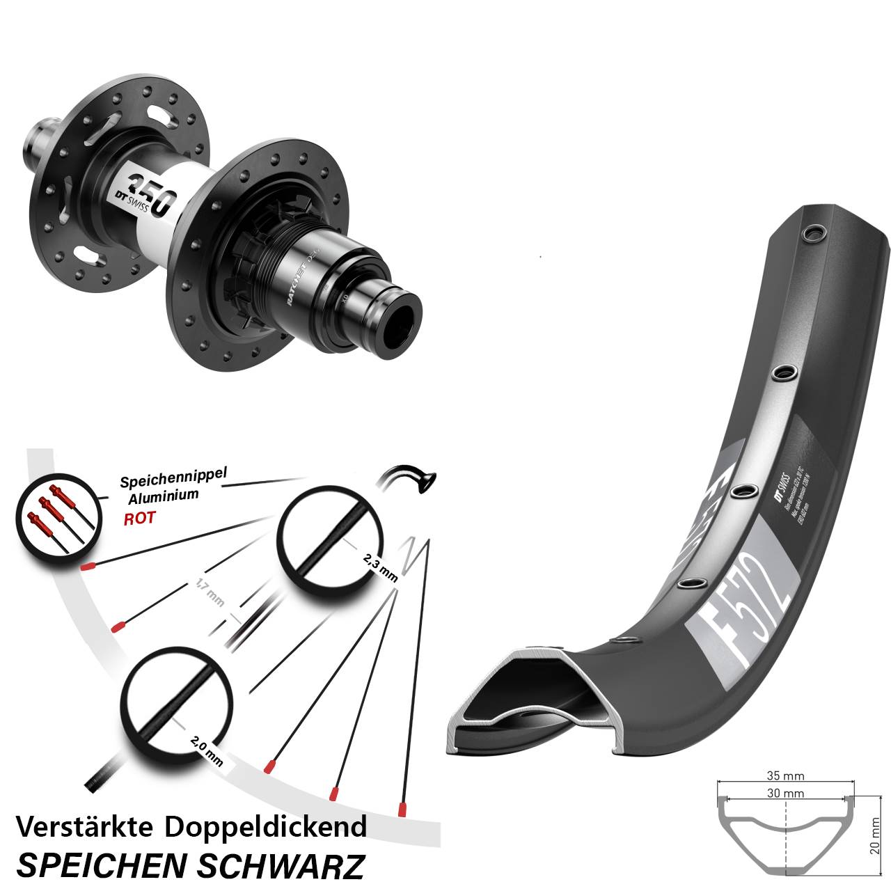 Hinterrad Centerlock 29 Zoll DT Swiss F572-350 DEG72 SRAM XD 12x148