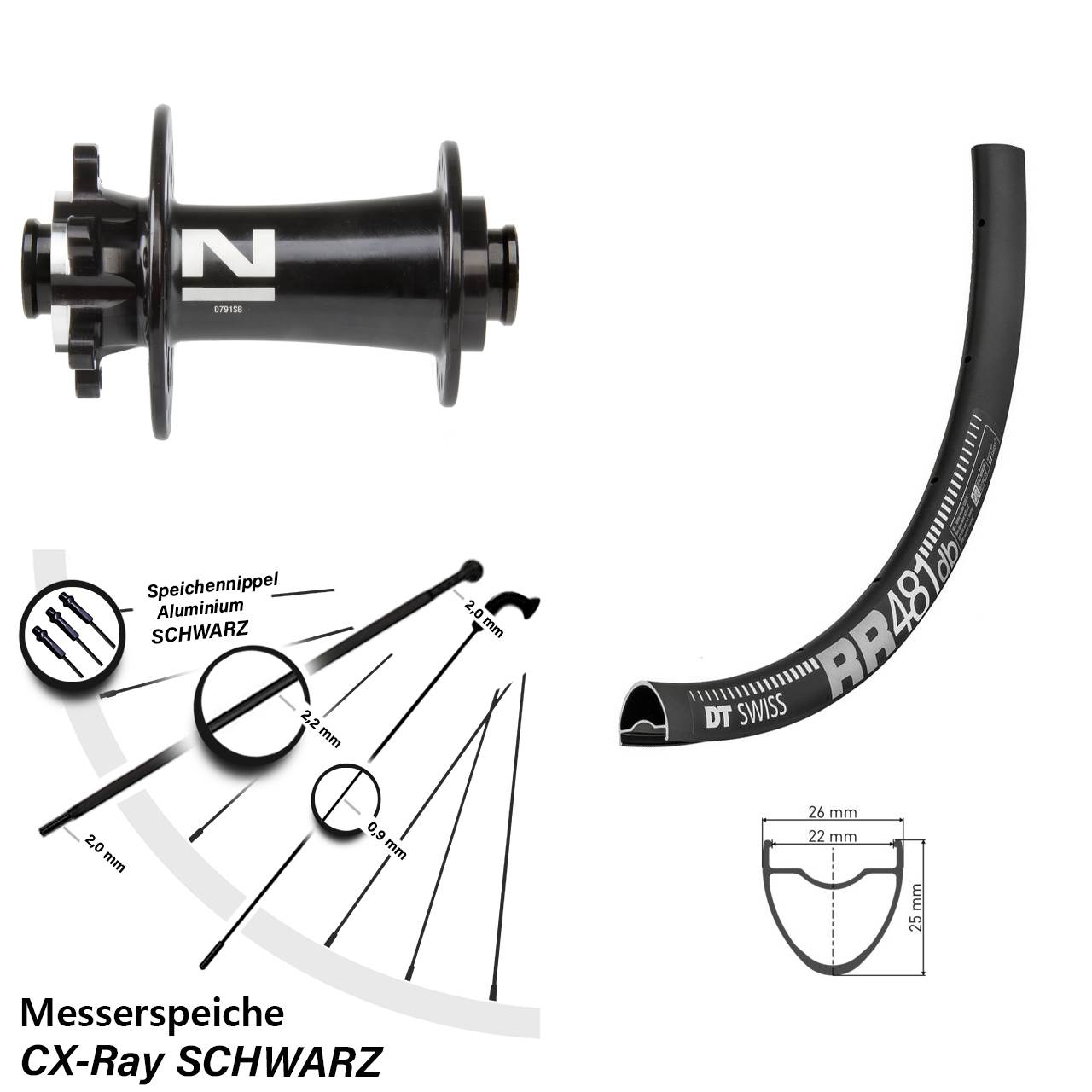 28 Zoll DT Swiss RR 481 Novatec D791 Disc Vorderrad 12x100 CX-Ray