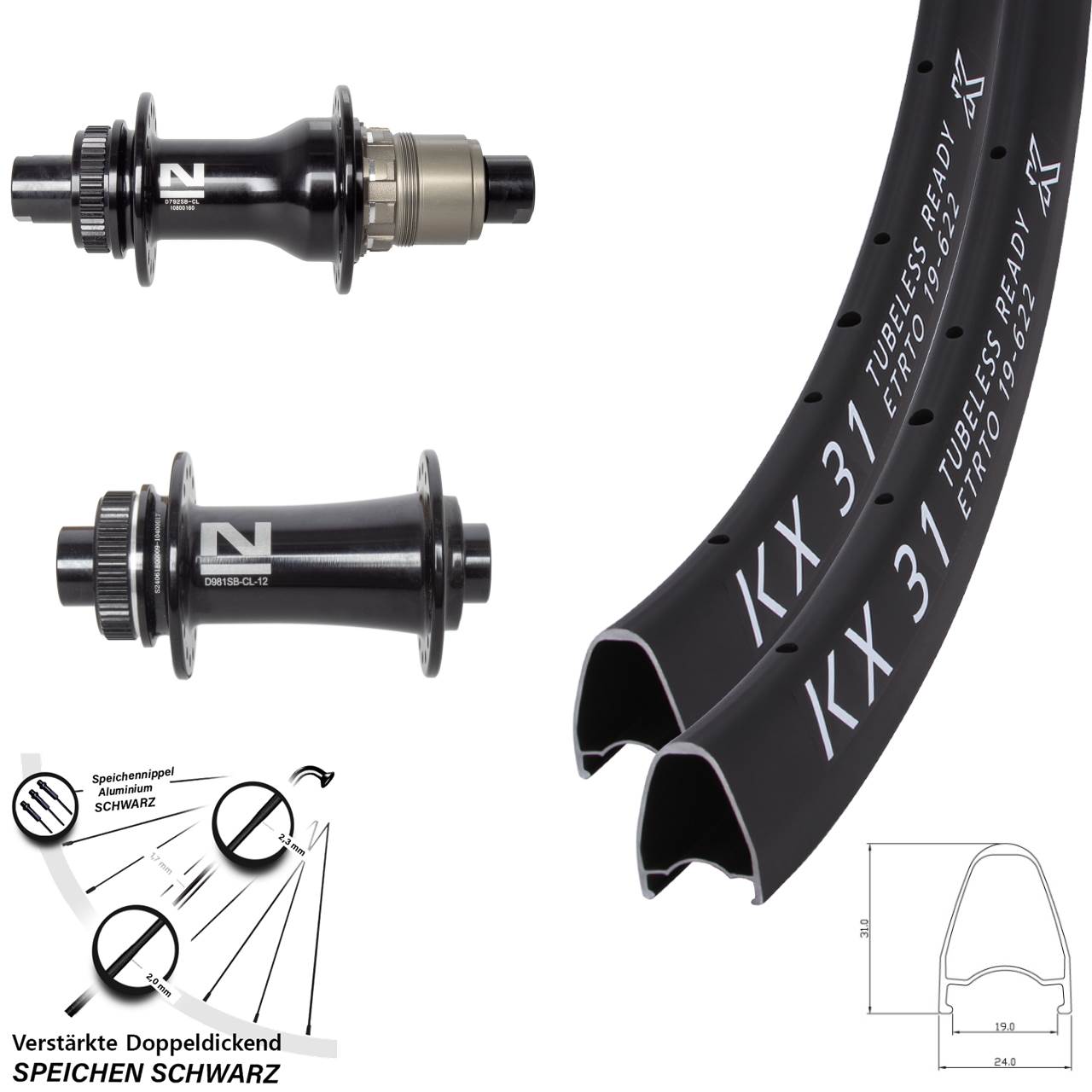 Disc Laufradsatz 12x100/142 28 Zoll KX31 Novatec D792SB D981 SRAM XDR