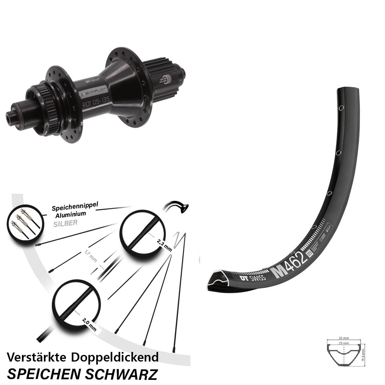 Centerlock Hinterrad QR 650B DT Swiss M 462-370 Hybrid Shimano Micro Spline