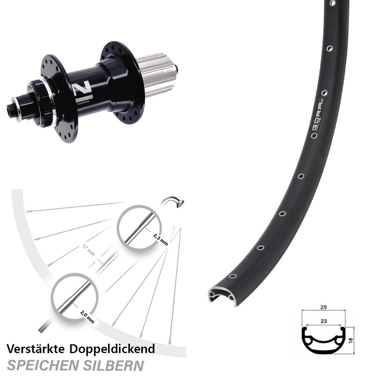 Gora 23 Novatec D042 26 Zoll Disc Laufrad für Schnellspanner 8-12 fach HG