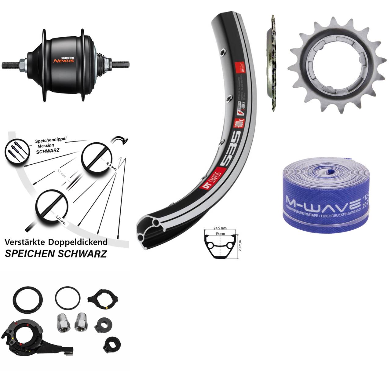 Hinterrad 28 Zoll DT Swiss 535 Shimano Nexus 8 Gang Freilauf schwarz