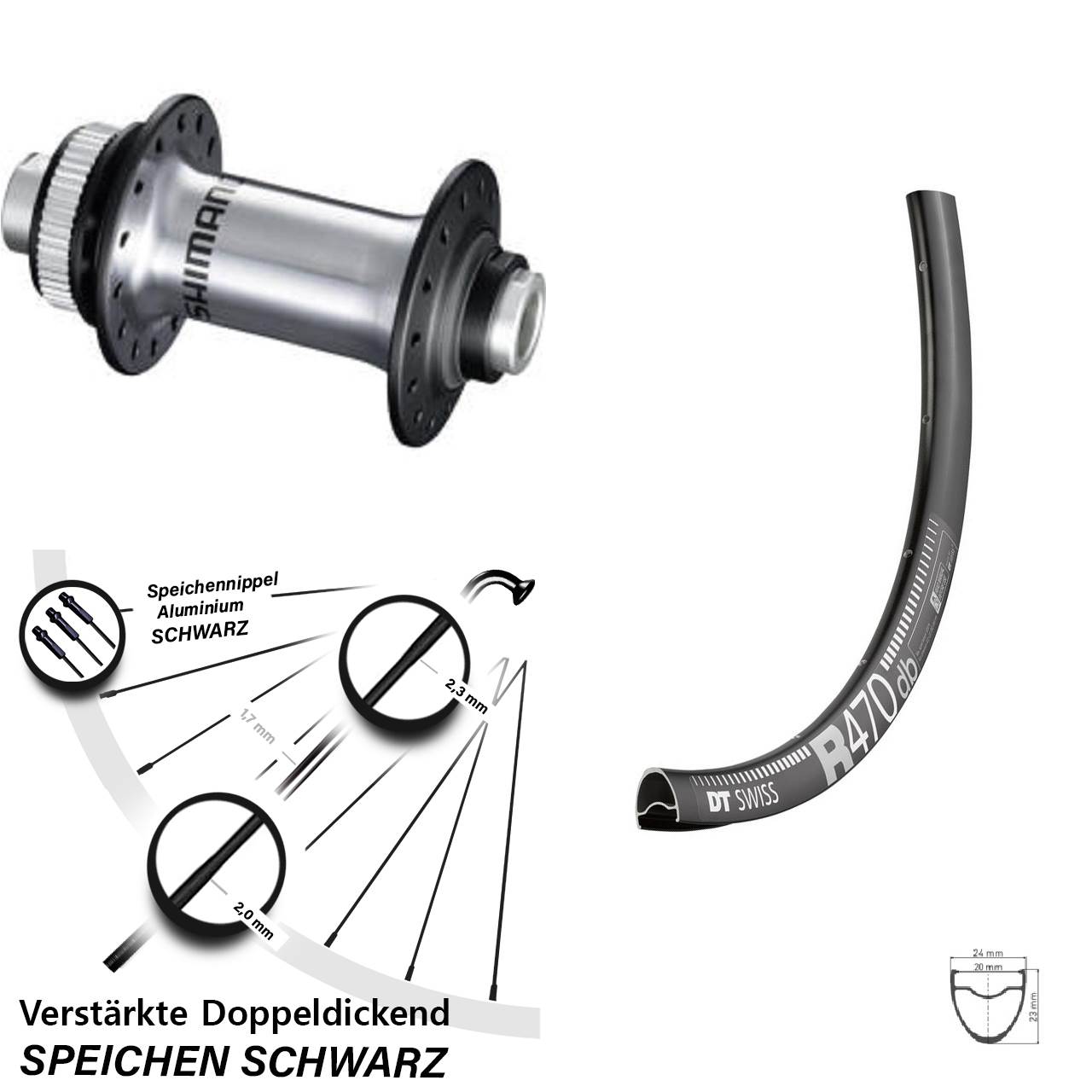 Disc Vorderrad 12x100 28 Zoll DT Swiss R 470 Shimano RS770