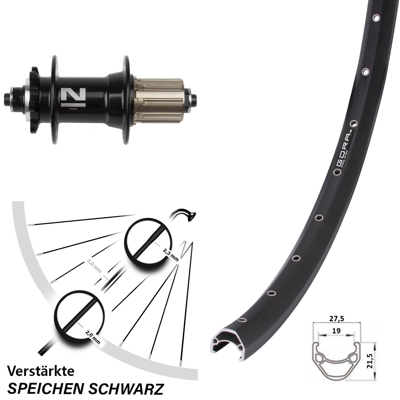 Gora 19 Novatec D042 28 Zoll Disc Laufrad QR 8-11 fach