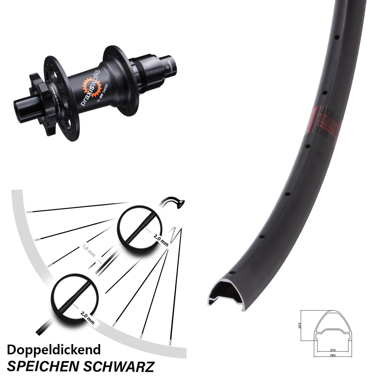 KX Clue DT Swiss 350 27,5 Zoll 6-Loch Hinterrad 12x142 SRAM XD