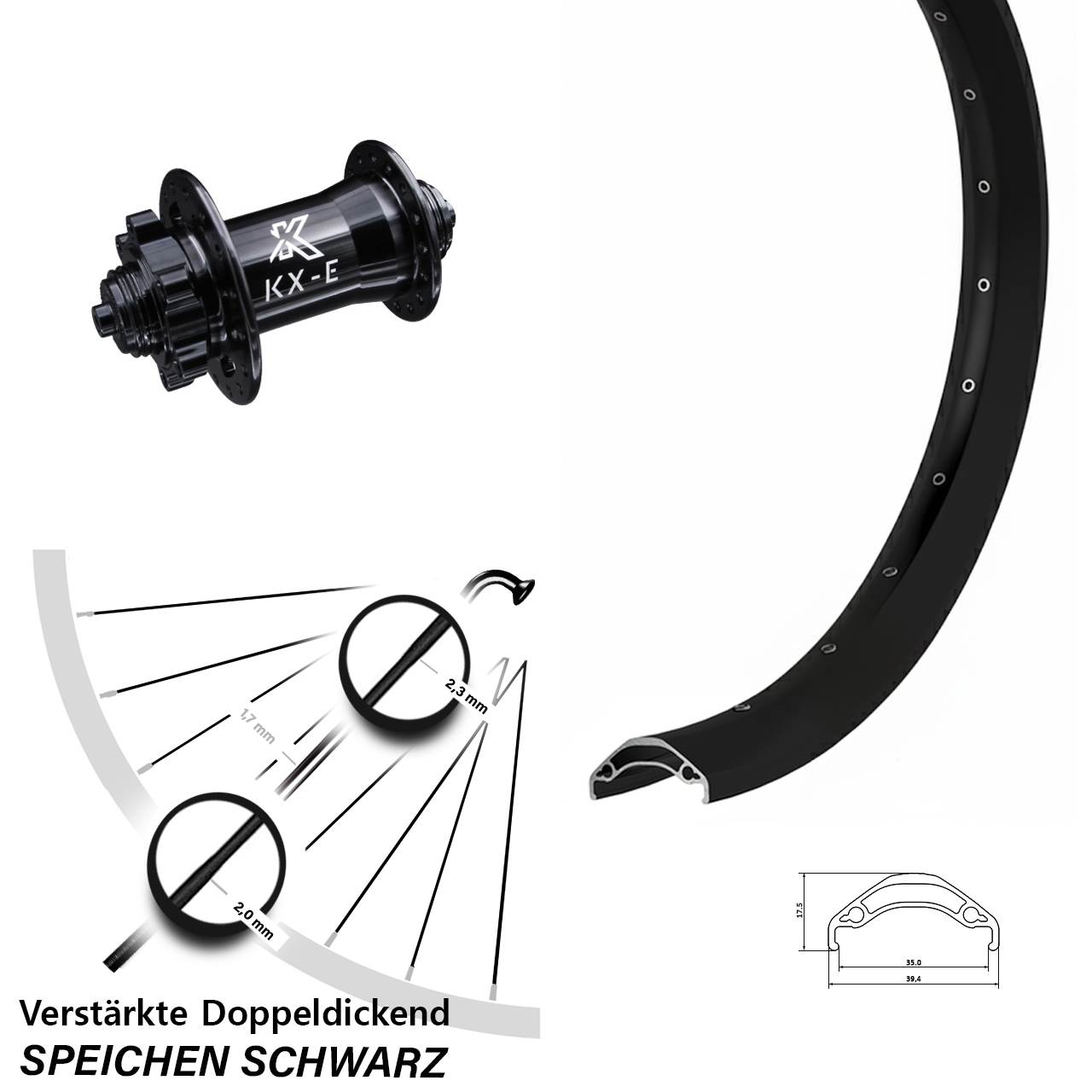 29 Zoll Ryde Disc 35 KX-E Vorderrad QR