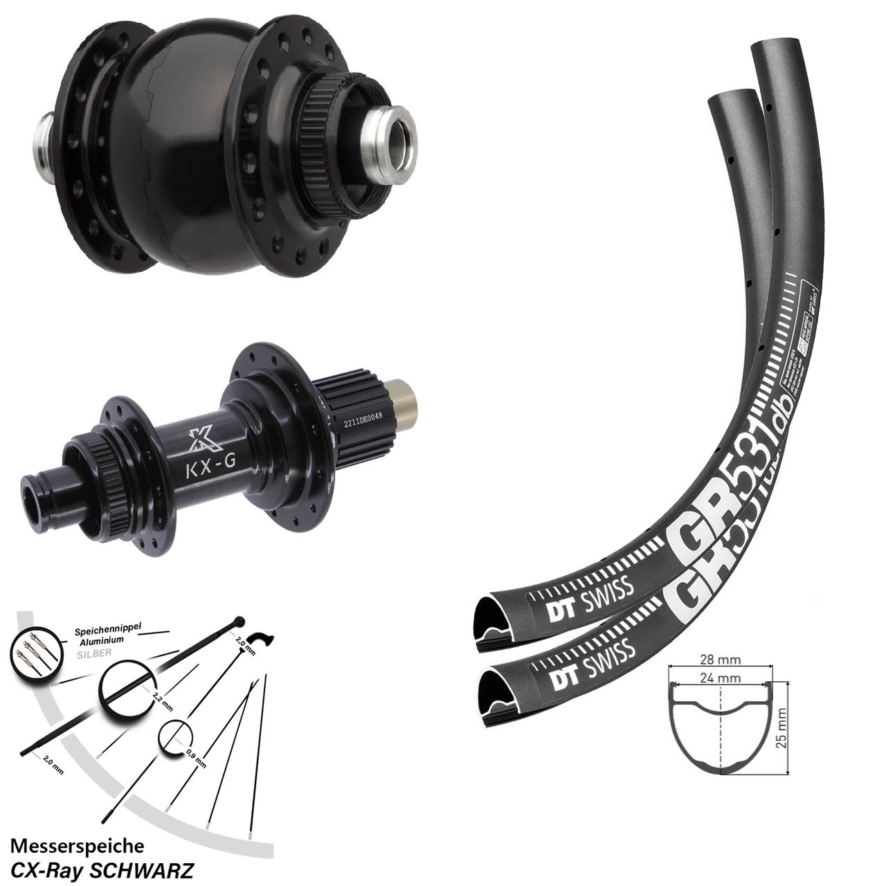DT Swiss GR531 KX-G SON 28 Zoll Disc Laufradsatz 12x100/142 CX-Ray Micro Spline