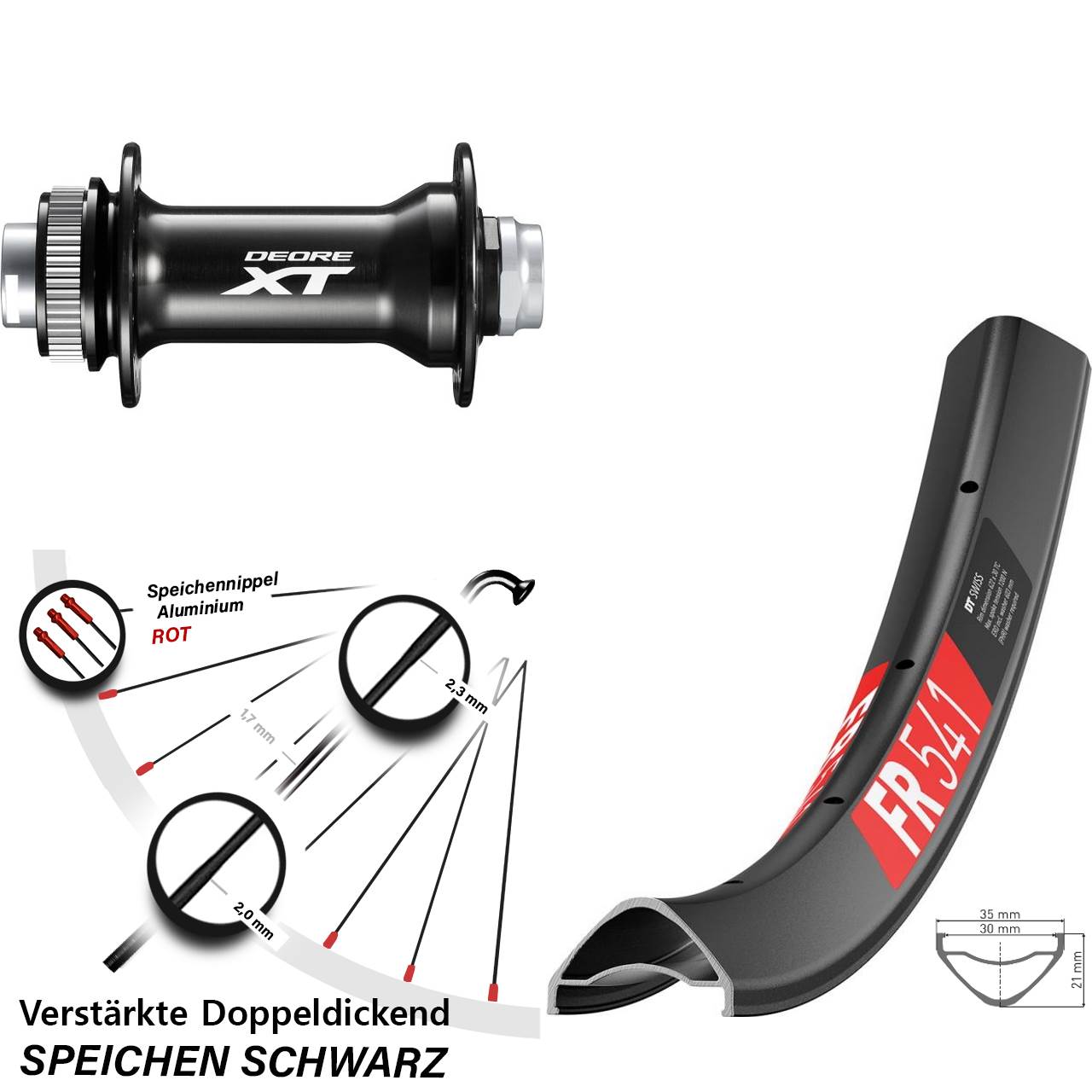 Boost Centerlock Vorderrad 15x110 27,5 Zoll DT Swiss FR541 Shimano Deore XT HB-M8010-B