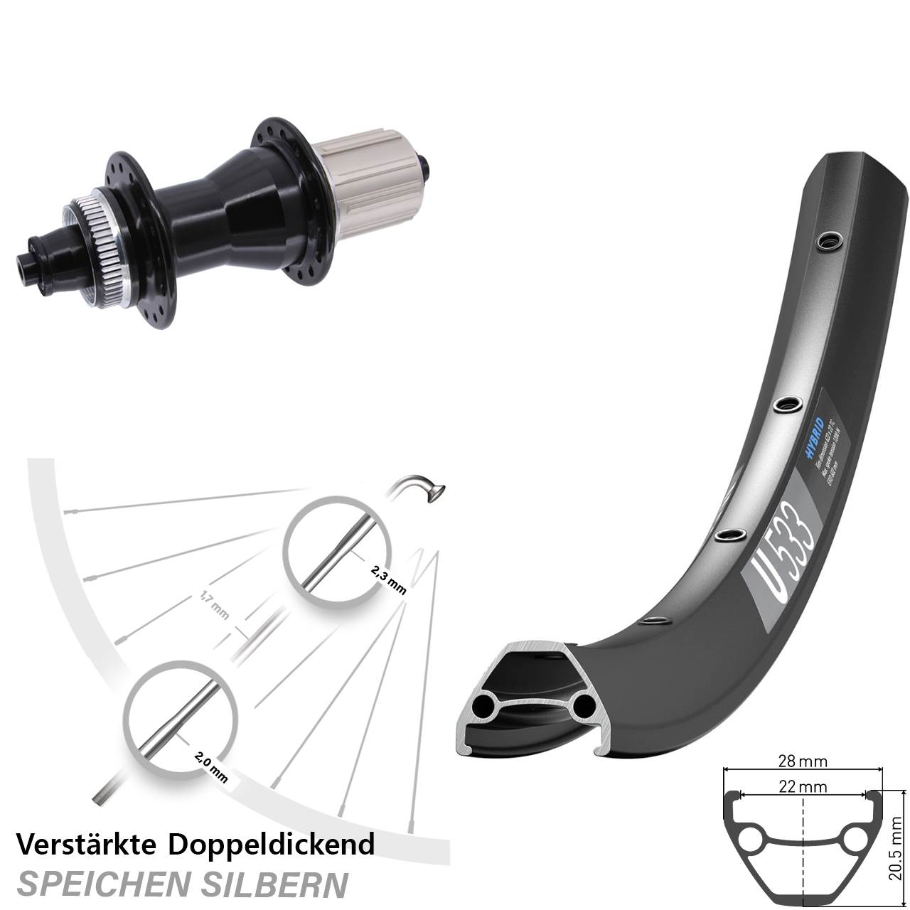 29 Zoll DT Swiss U 533 Novatec CL135 Disc Laufrad für Schnellspanner 8-12 fach HG