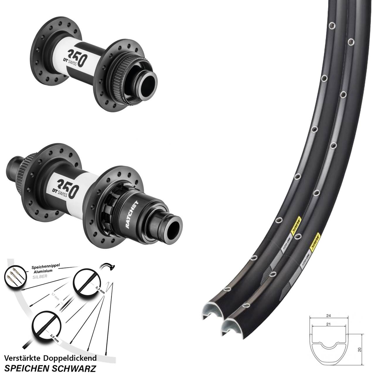 28-29 Zoll Mavic XC621 DT Swiss 350 Disc Laufrad-Satz 15x100 12x142 XDR 11-12 fach