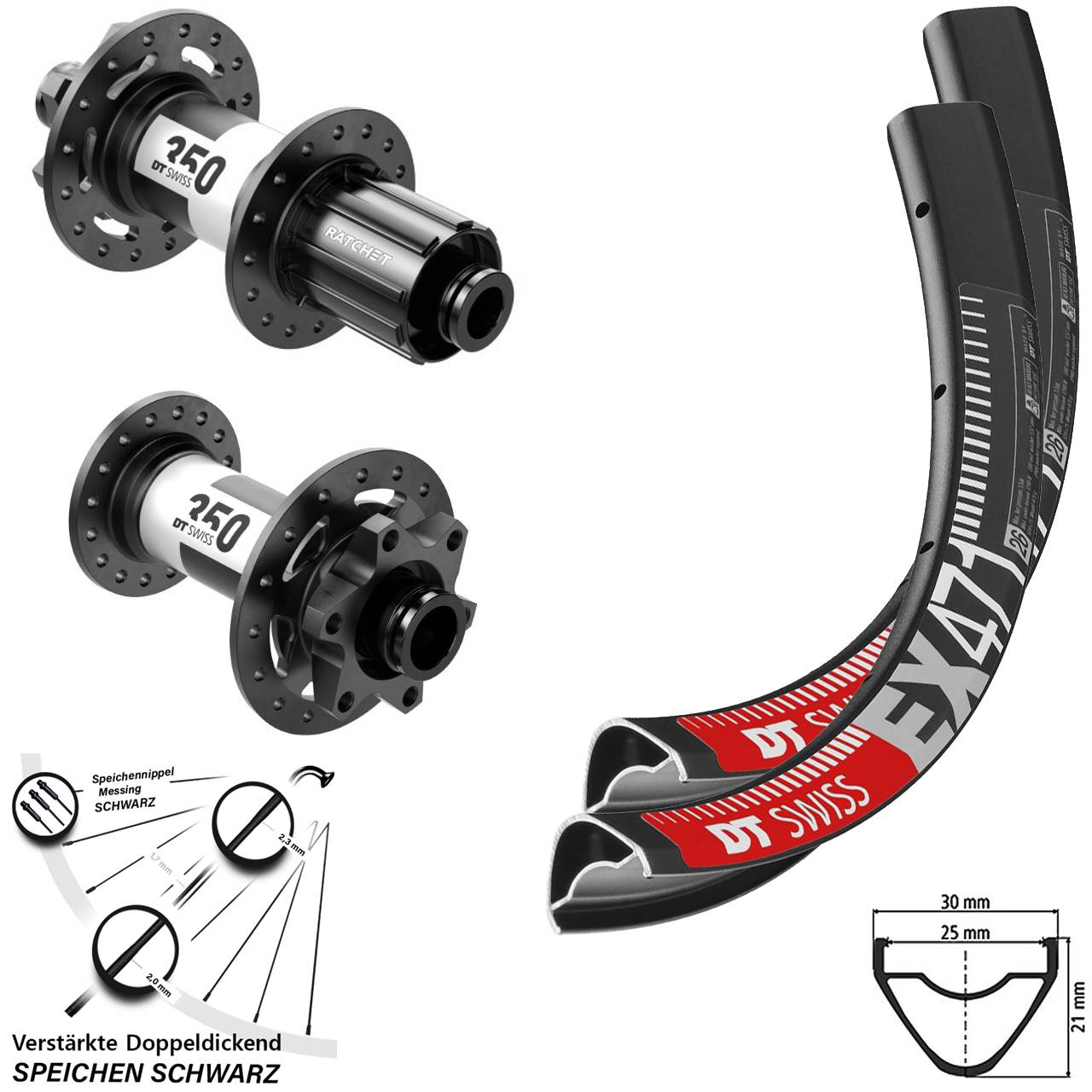 DT Swiss EX471 DT Swiss 350 26 Zoll Disc Laufrad-Satz 15x110 12x148 Boost 8-11 fach HG