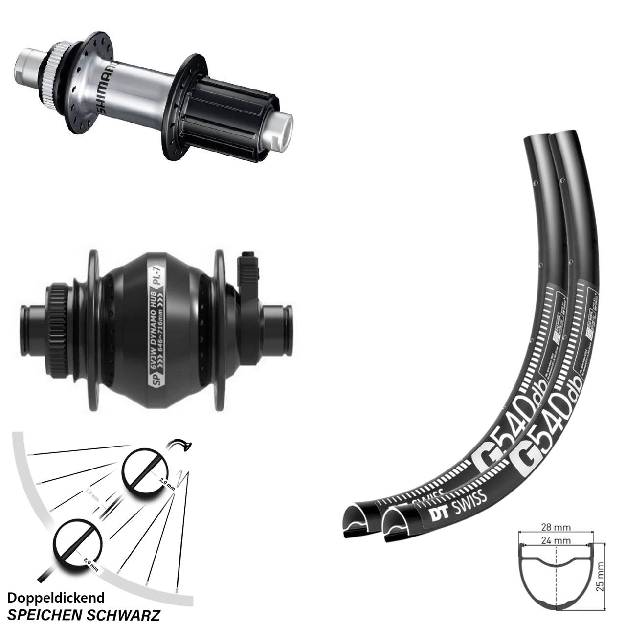DT Swiss G 540 SP PL-7 Shimano FH-RS770 28-29 Zoll Laufradsatz 12x100/142 8-12 fach