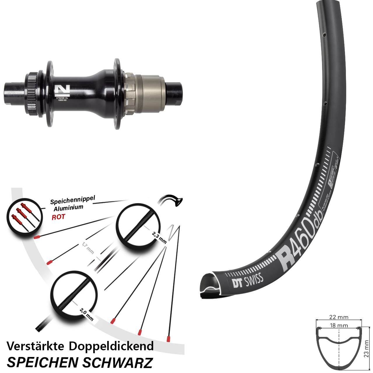 Hinterrad Centerlock 12x142 28 Zoll DT Swiss R460 Novatec D792SB XDR