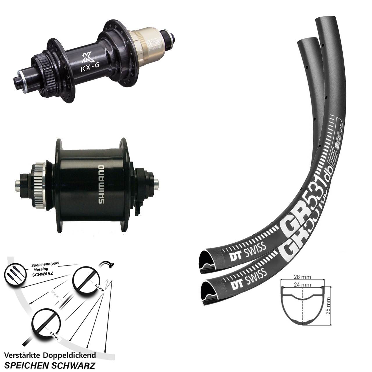 27,5 Zoll DT Swiss GR531 KX-G Shimano DH-UR700-3D Centerlock Laufradsatz QR SRAM XDR