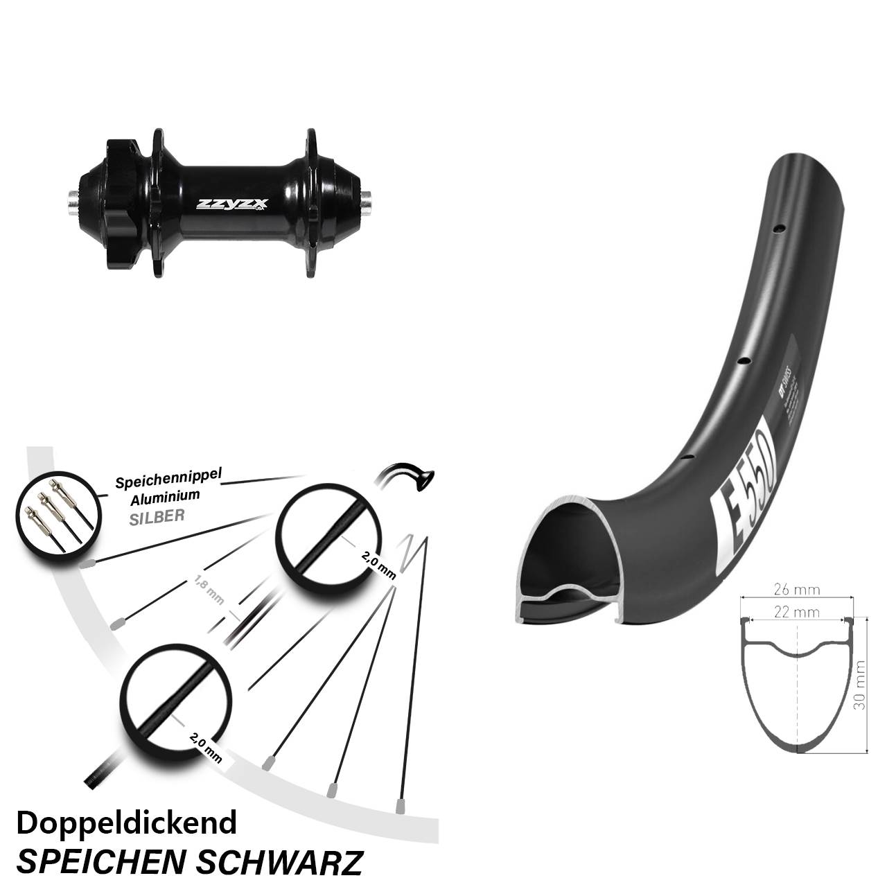 DT Swiss E550 Formula 28 Zoll 6-Loch Vorderrad QR