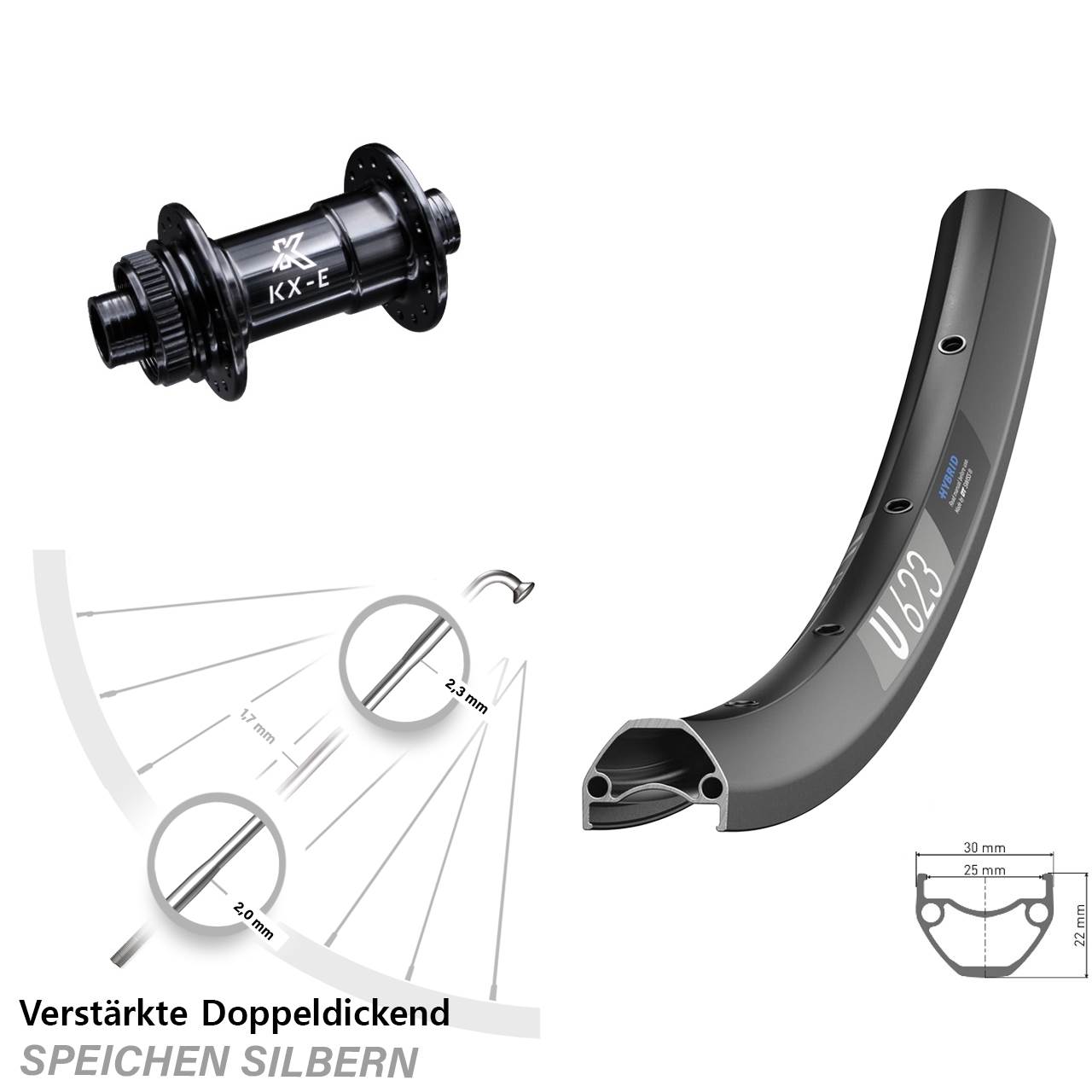 DT Swiss U 623 Disc Vorderrad 29 Zoll mit KX-E Steckachse 15x100 Nabe