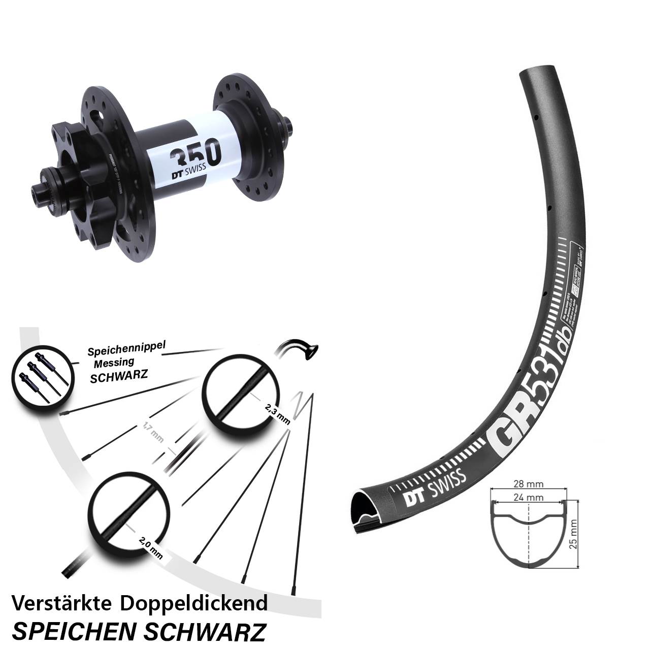 DT Swiss GR531-350 29 Zoll Vorderrad 6-Loch für Schnellspanner