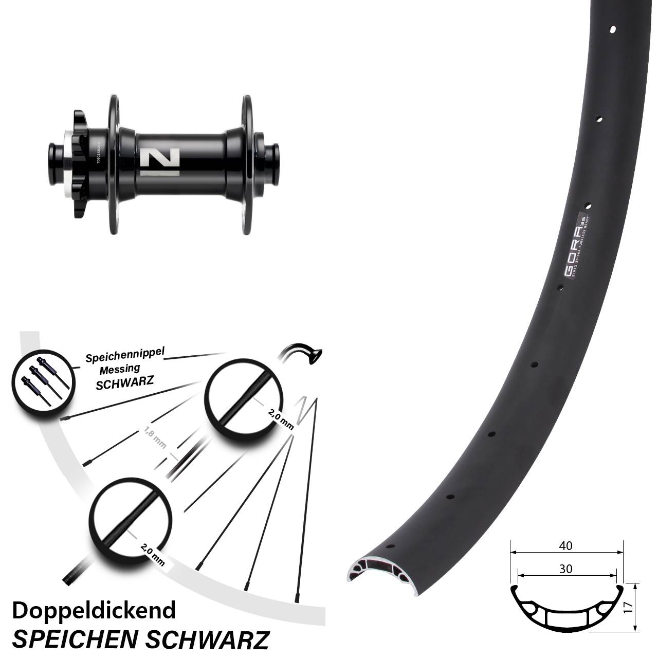Gora 35 Novatec D041SB 27,5 Zoll 6-Loch Vorderrad 15x110 Boost
