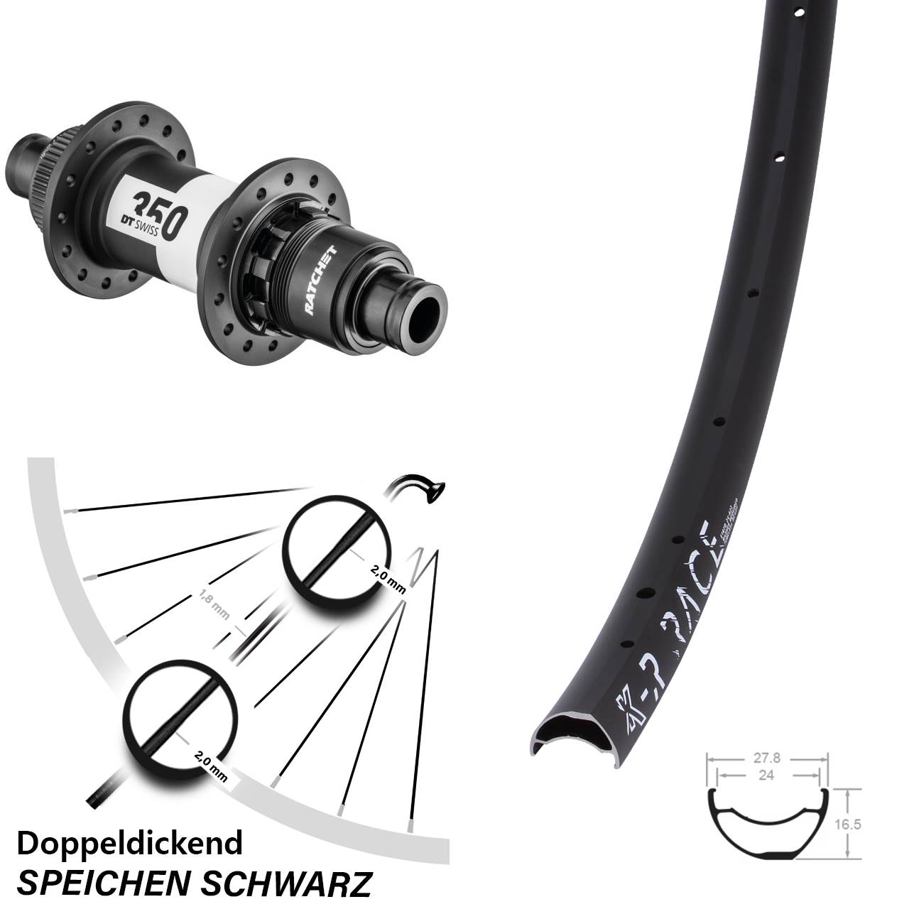 28 Zoll KX-R Race DT Swiss 350 Disc Laufrad 12x148 XD
