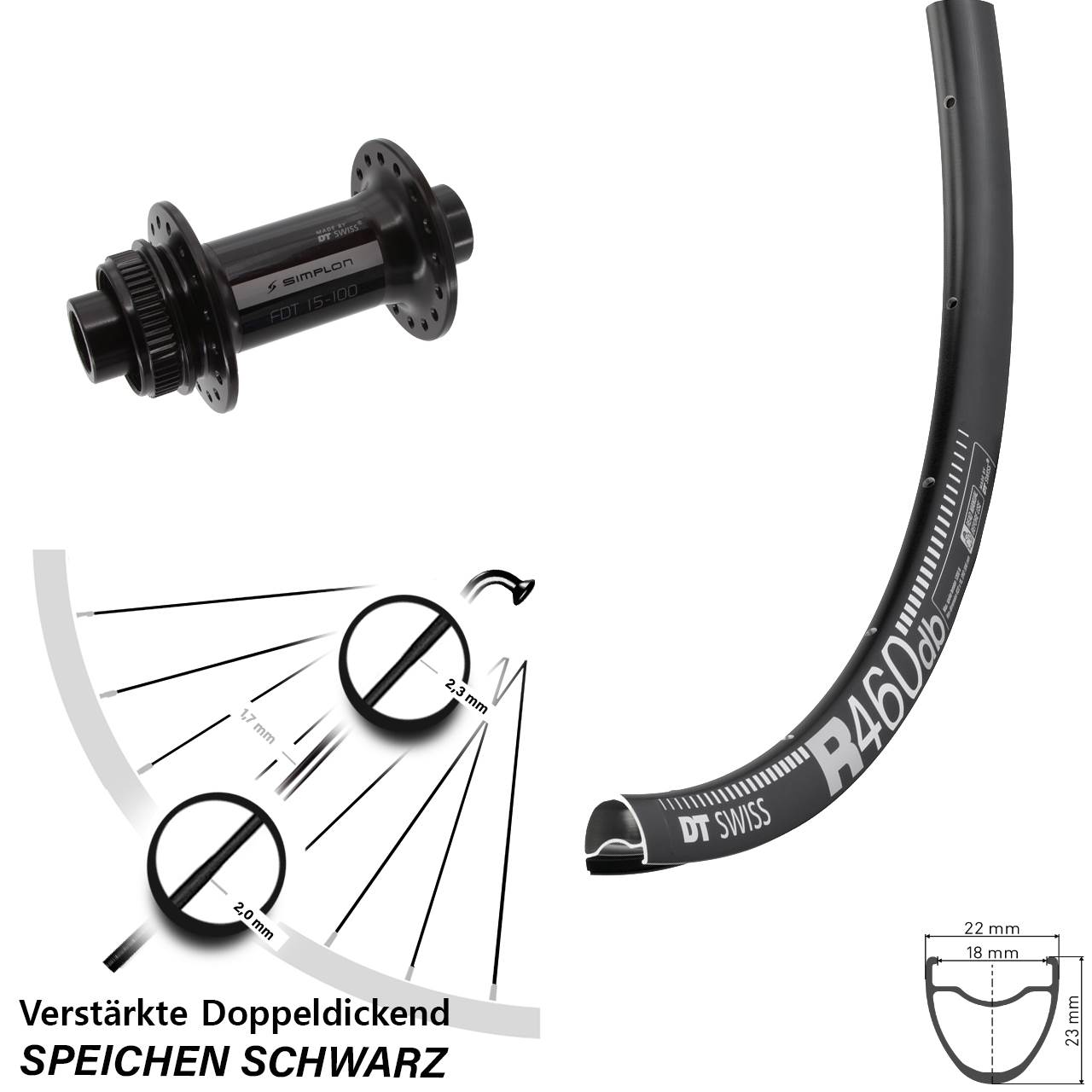 Vorderrad Centerlock 28 Zoll DT Swiss R 460-370 12x100