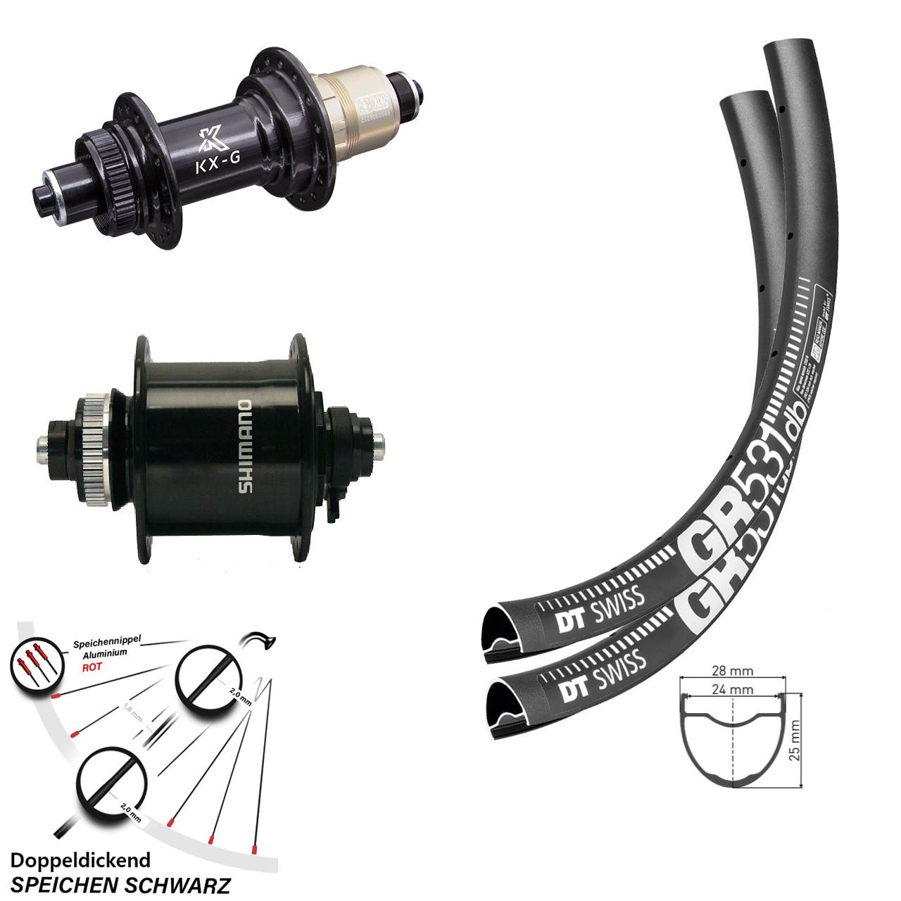 DT Swiss GR 531 KX-G Shimano DH-UR700-3D 28-29 Zoll Laufradsatz Centerlock QR SRAM XDR