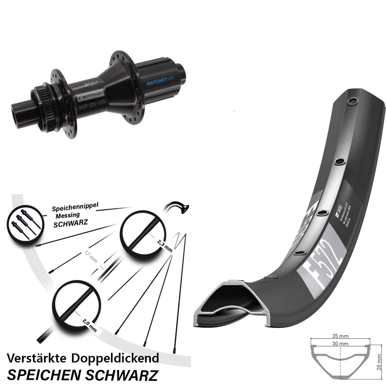 Centerlock Hinterrad 650B DT Swiss F572-370 Hybrid 8-11 fach 12x142