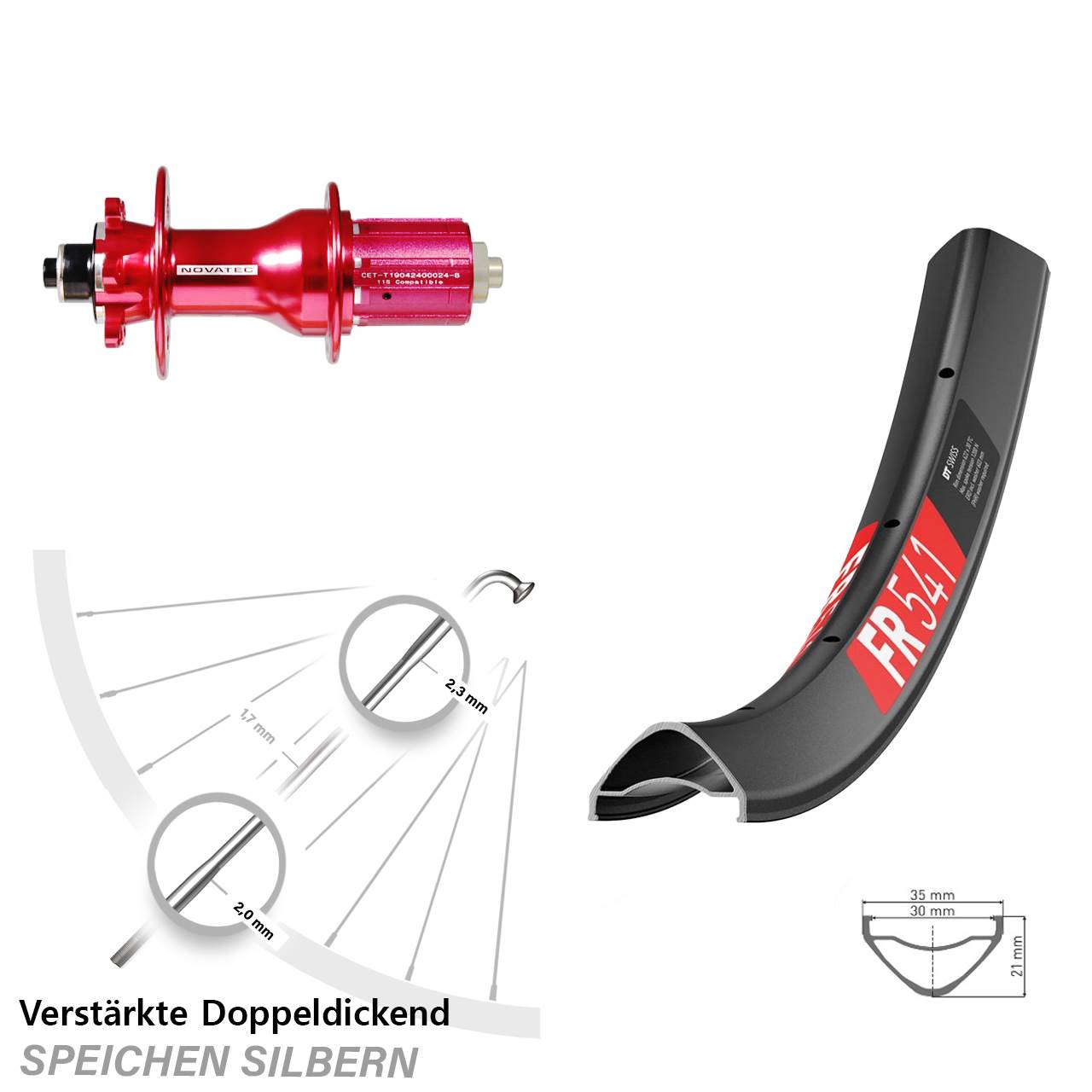 DT Swiss FR 541 Novatec D792SB 29 Zoll Disc Hinterrad für Schnellspanner 8-12 fach HG