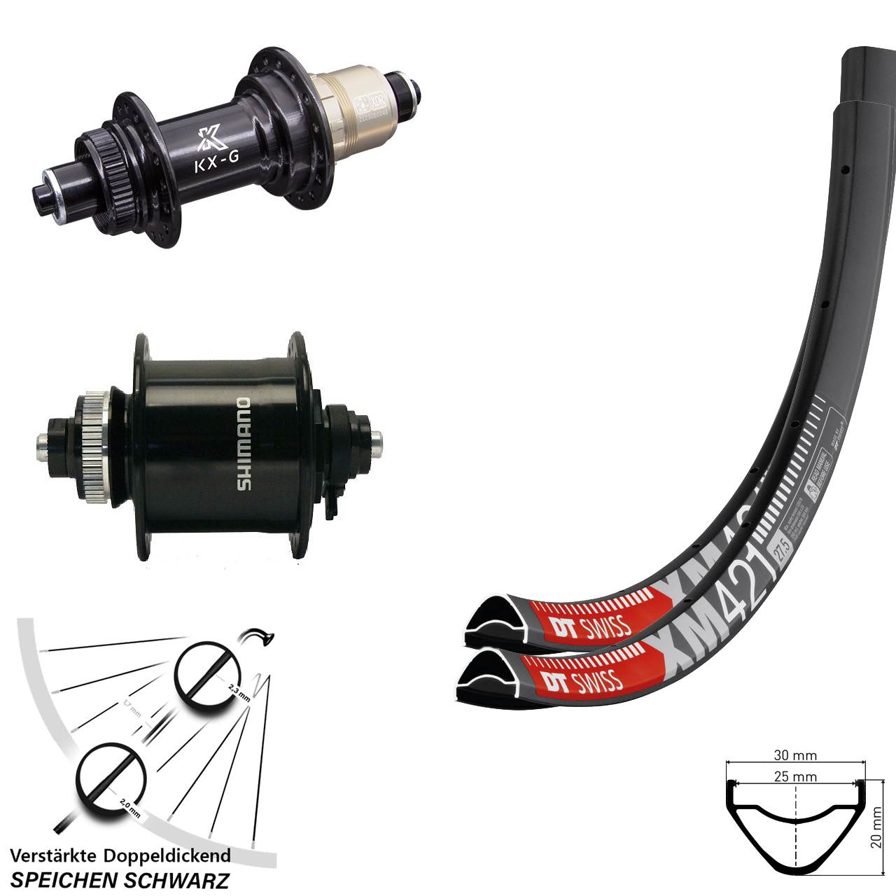 Disc Laufrad-Satz 29 Zoll DT Swiss XM421 KX-G Shimano DH-UR700 XDR 11-12 fach QR