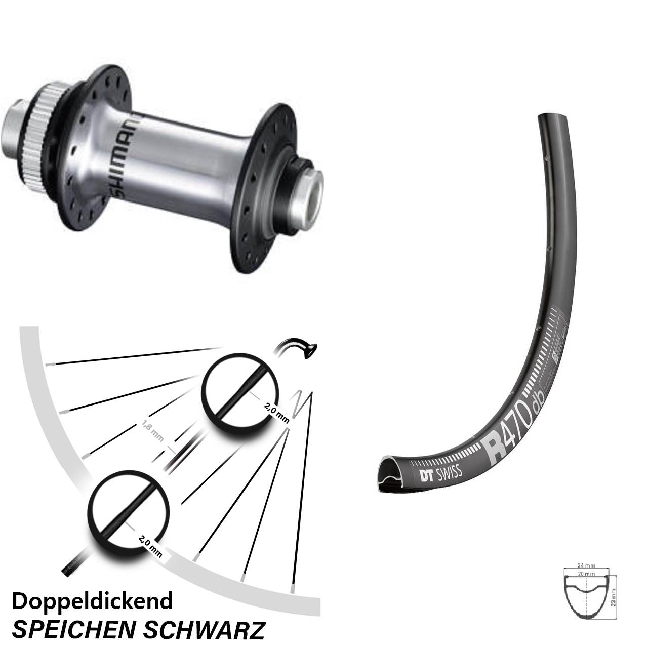 Vorderrad 28 Zoll DT Swiss R 470 Disc Shimano HB-RS770