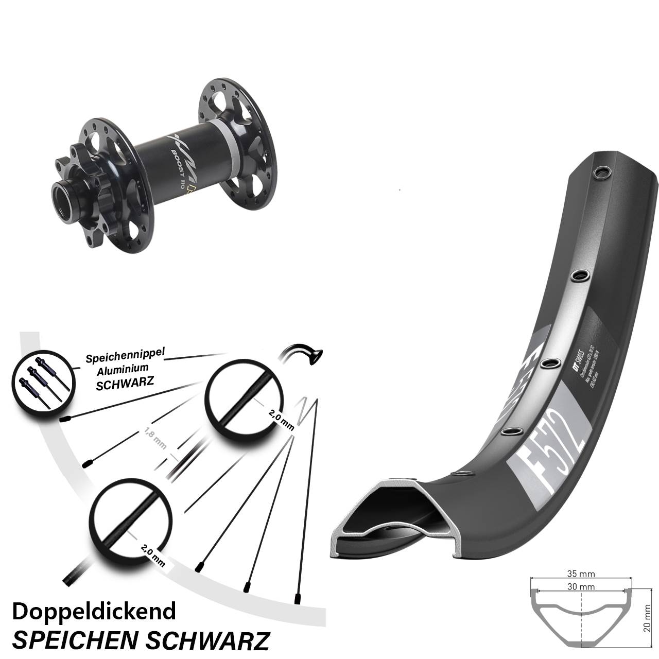 Disc Vorderrad 650B DT Swiss F572 Miche XMH 550 15x110 Boost