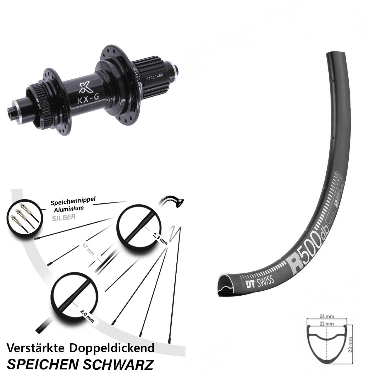 Centerlock Hinterrad 28 Zoll DT Swiss R 500 KX-G Micro Spline QR