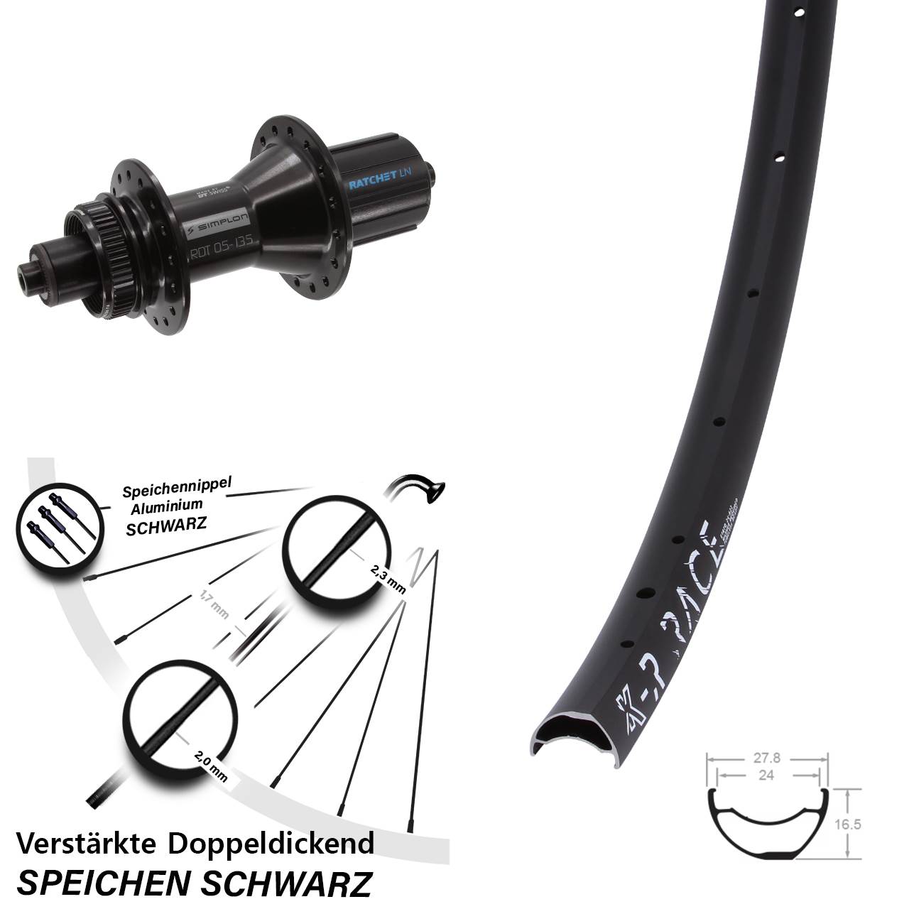 Hinterrad Centerlock 28-29 Zoll KX-R Race DT Swiss 370 Hybrid 8-11 fach QR