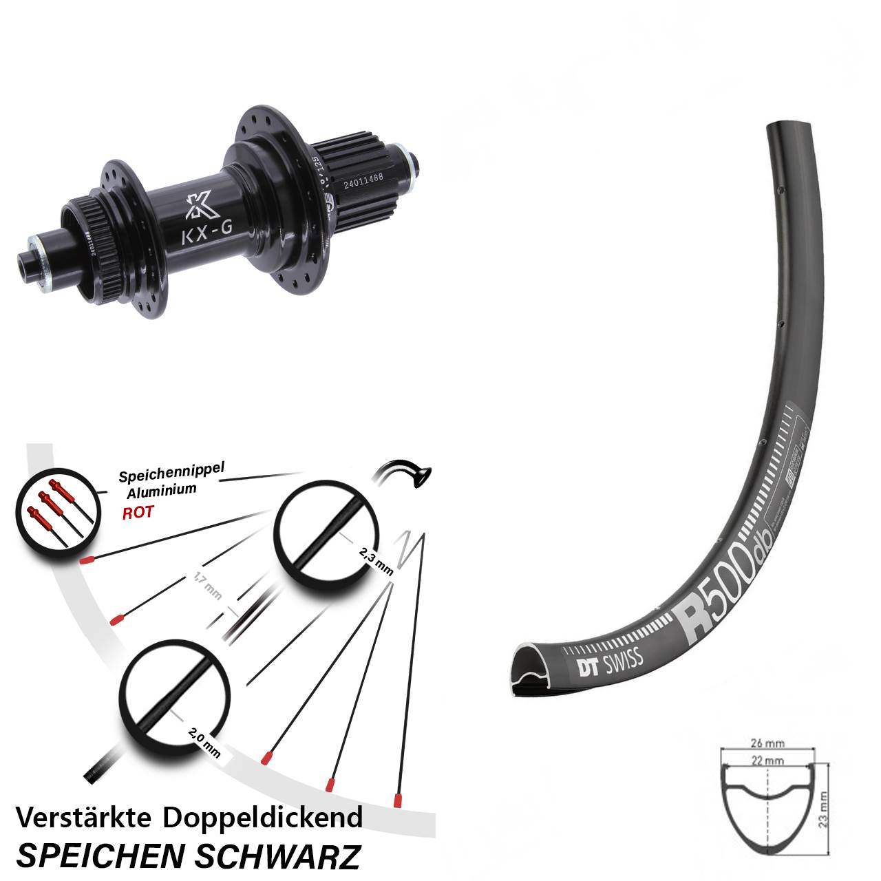 Centerlock Hinterrad 28 Zoll DT Swiss R 500 KX-G Micro Spline QR