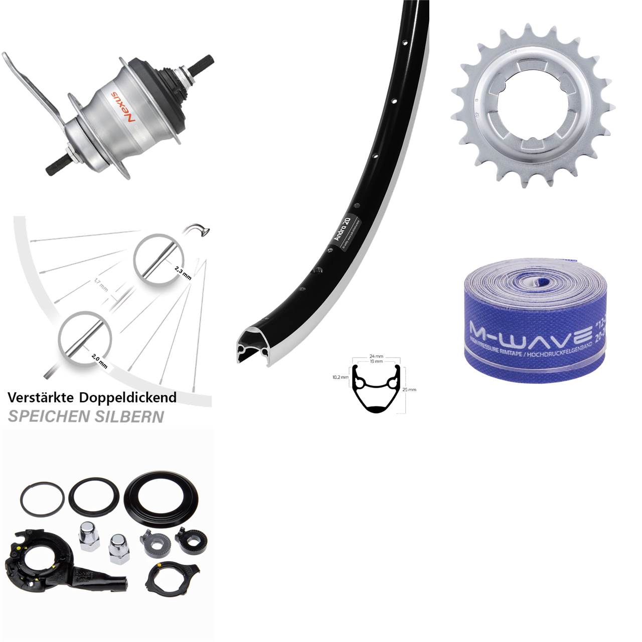 28 Zoll Ryde Andra 20 Hinterrad Shimano 7 Gang SG-7C30 Nexus Rücktritt