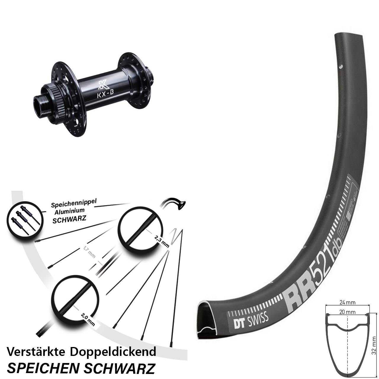 Disc Vorderrad 28 Zoll DT Swiss RR 521 KX-B 12x110 Boost
