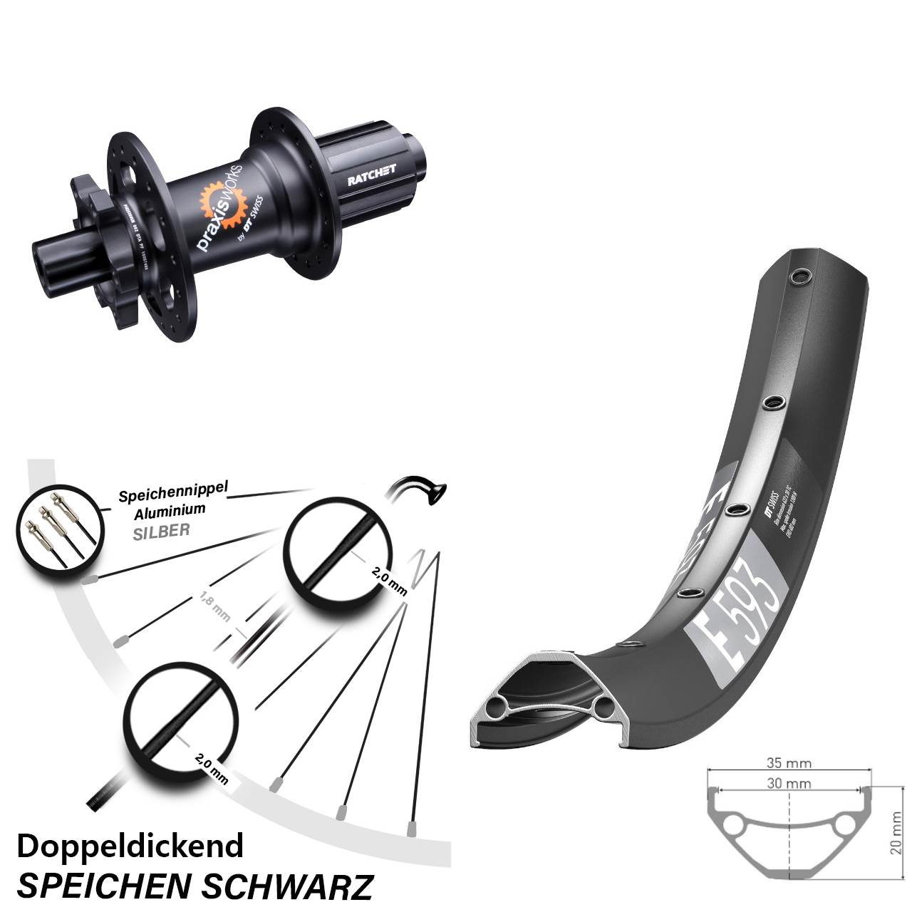 Disc Hinterrad 29 Zoll DT Swiss E 593-350 8-11 fach 12x142