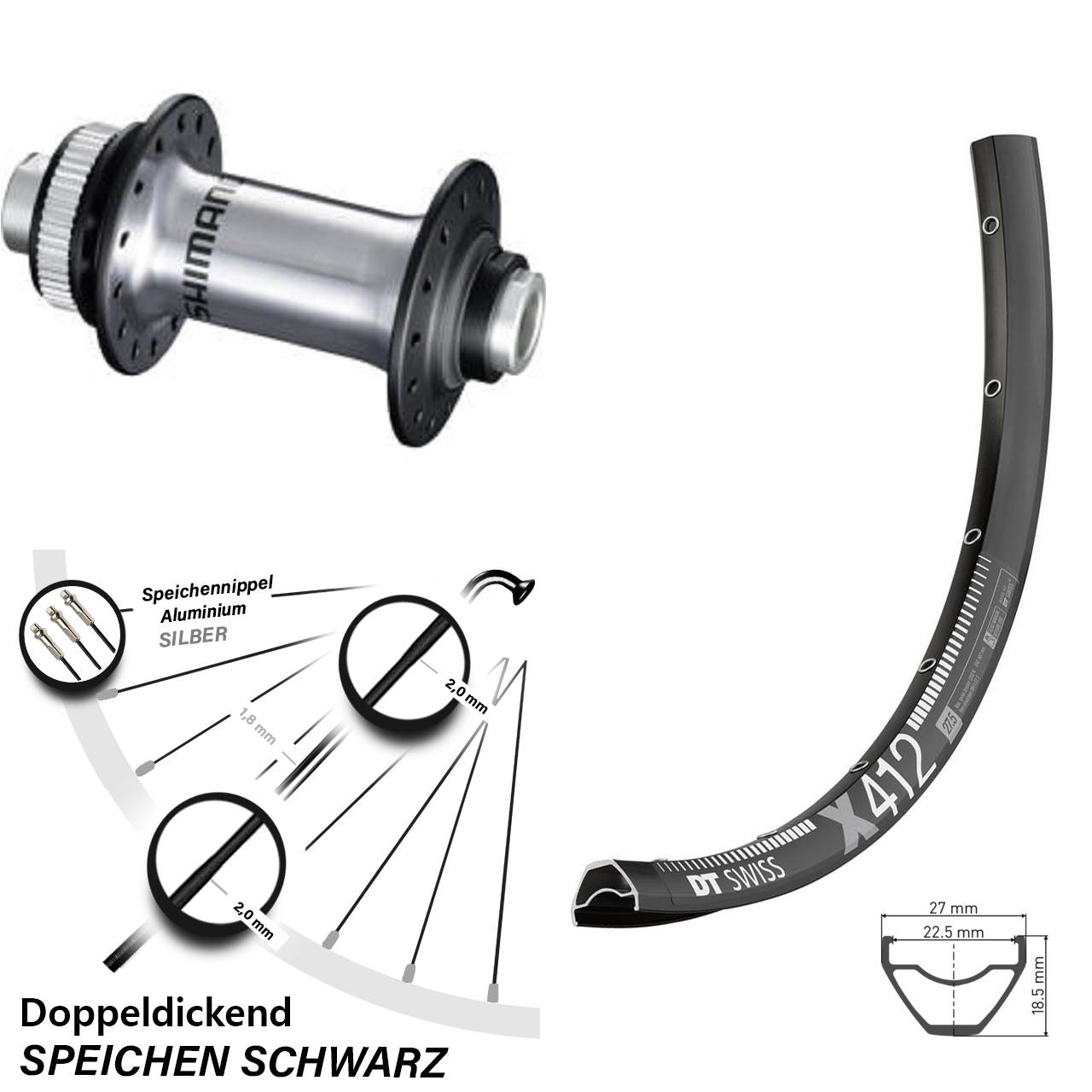 Disc Vorderrad 12x100 28-29 Zoll DT Swiss X 412 Shimano HB-RS770