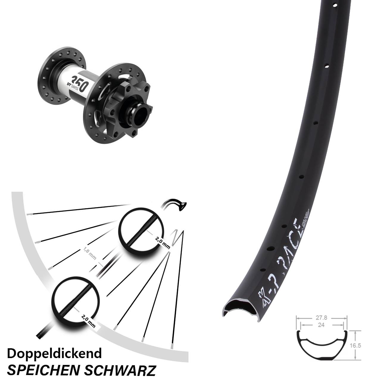 Vorderrad 6-Loch 28-29 Zoll KX-R Race DT Swiss 350 15x100