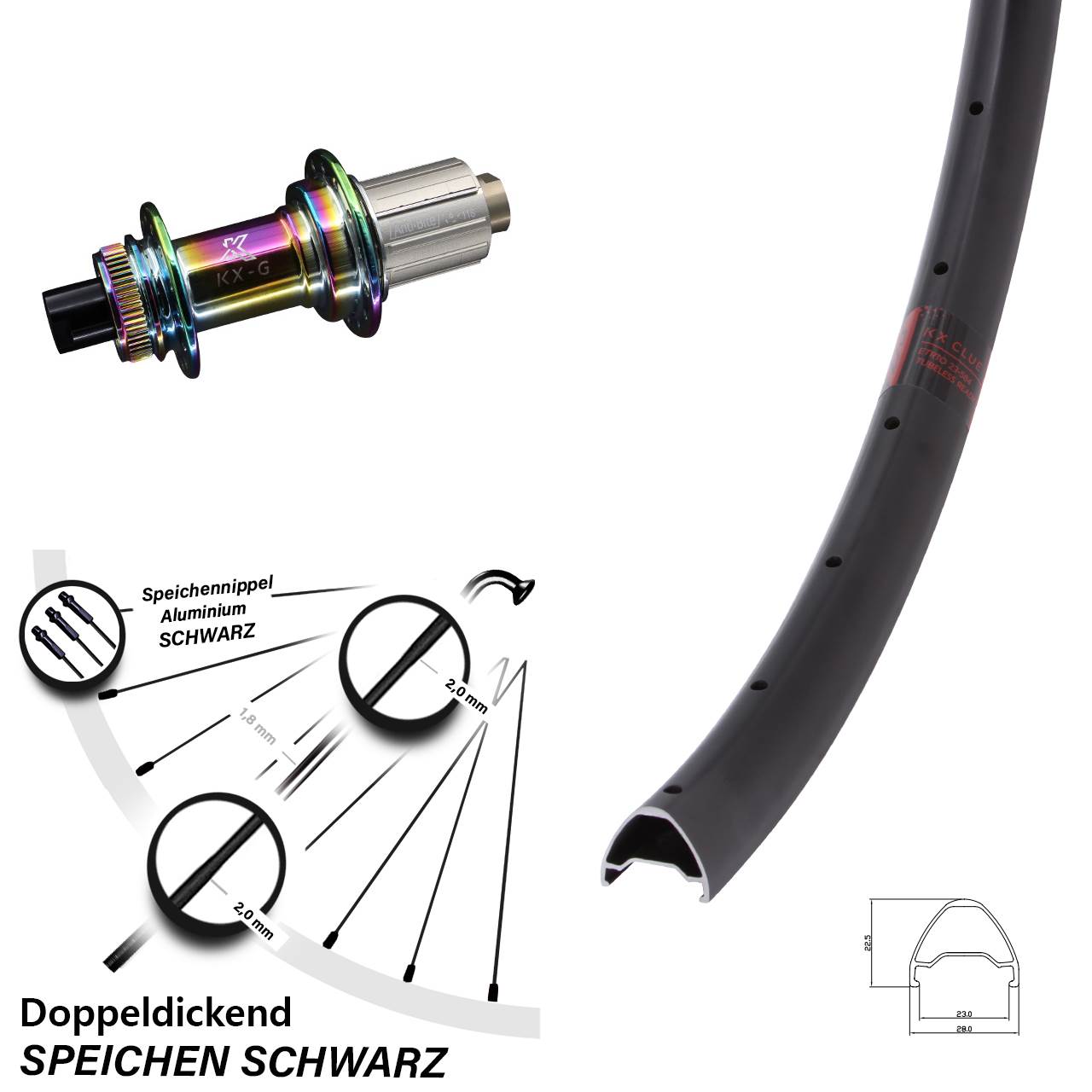 Clue 28 Zoll Hinterrad KX-G 8-12 fach 12x142